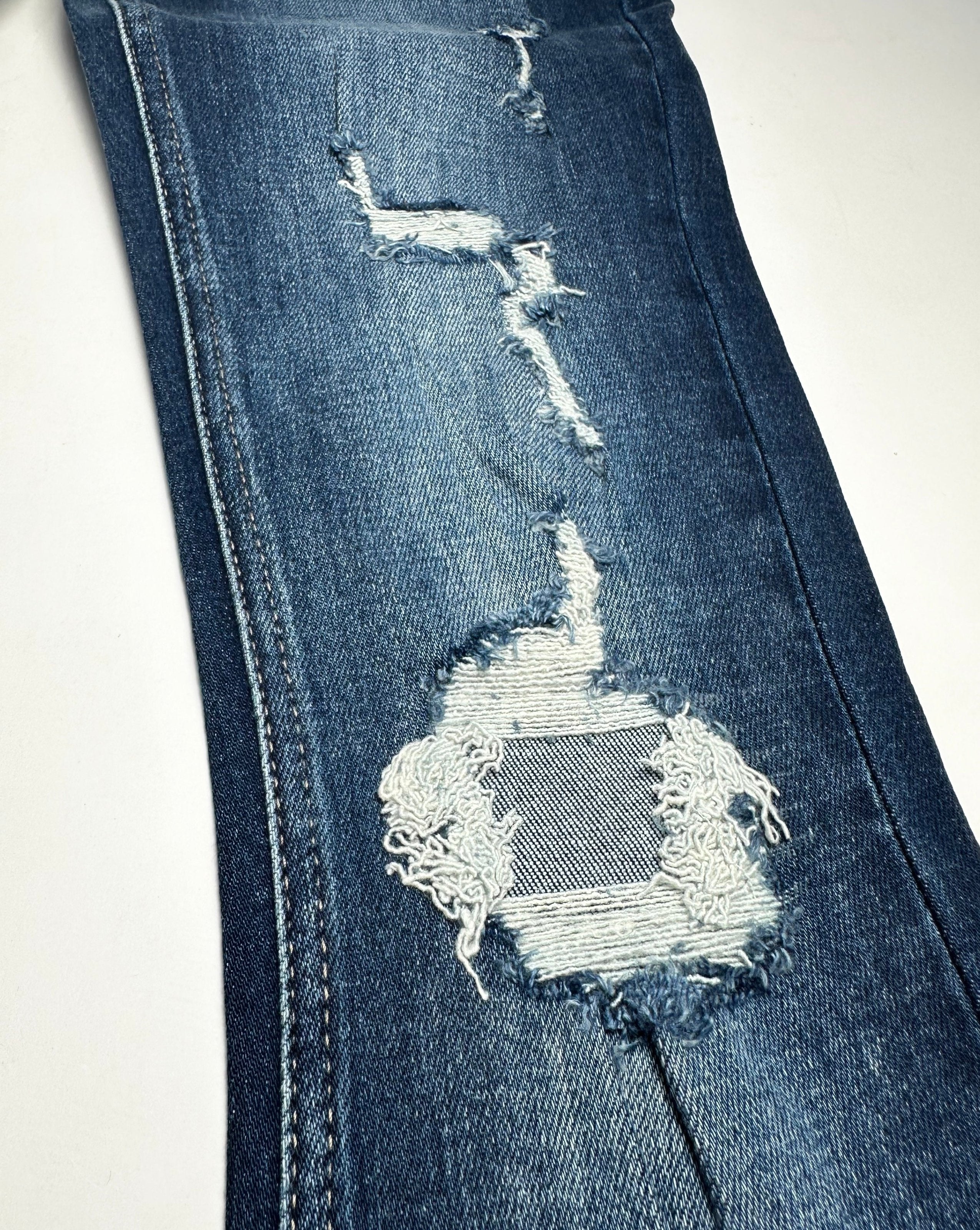 DARK WASH Route 507 Milestone Distressed Denim Flare Jeans