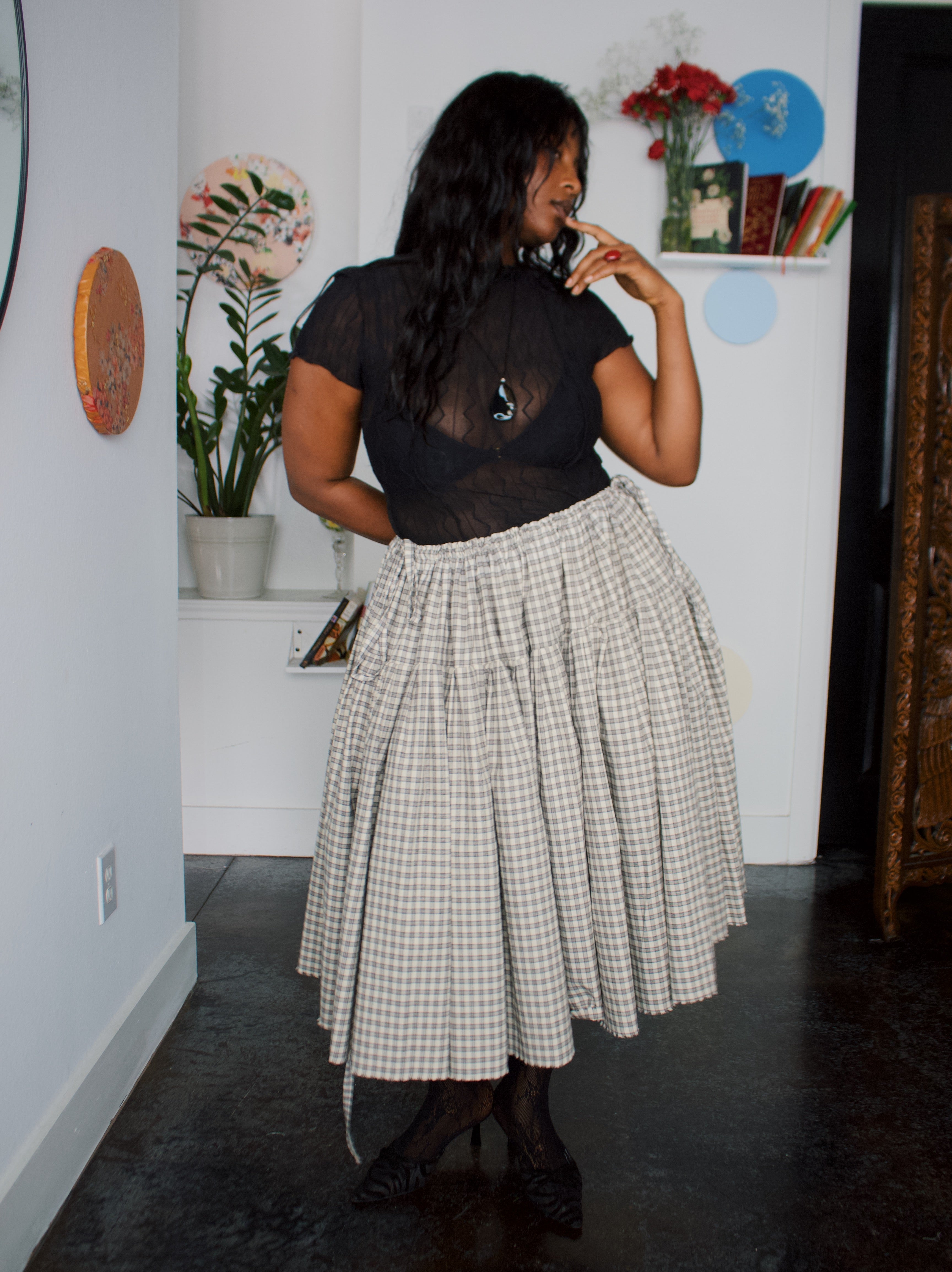 The Meadow Skirt - Plaid - Tea