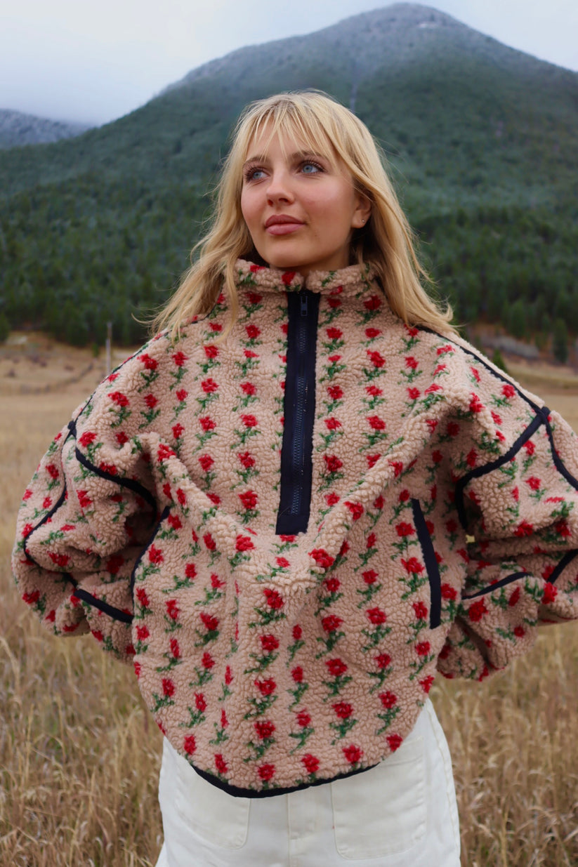 Floral Print Fleece Jacket