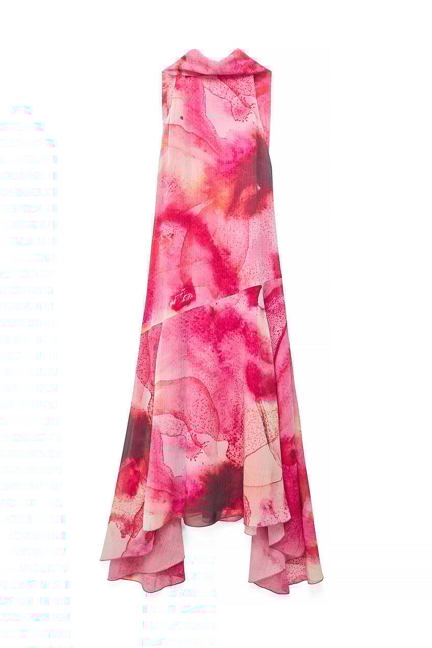 Chiffon Scarf Detail Midi Dress