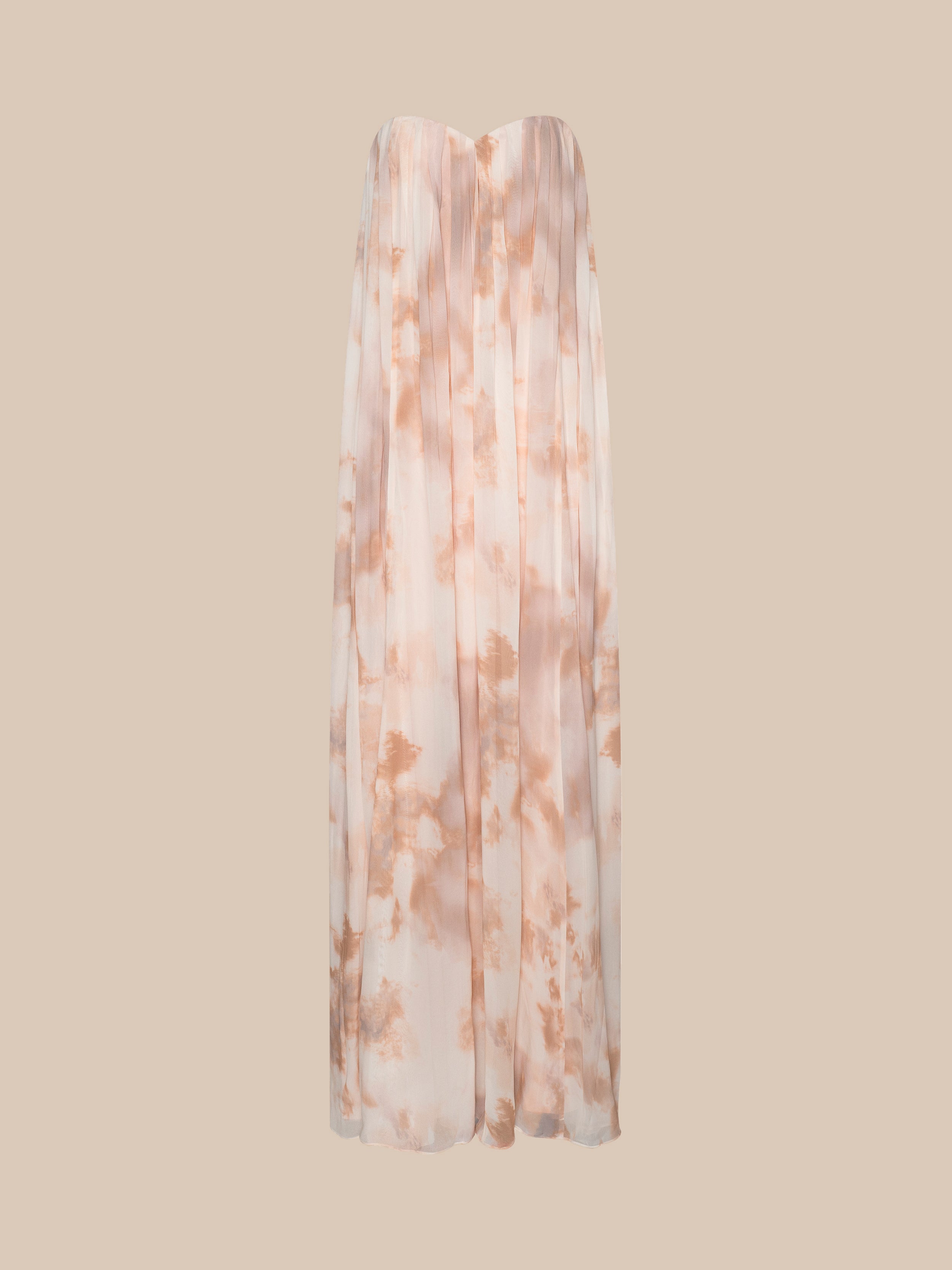 Blush Tie-Dye Strapless Chiffon Maxi Dress