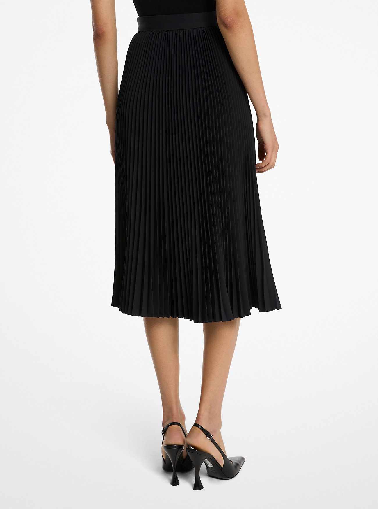 Technology canvas pleated slit skirt set