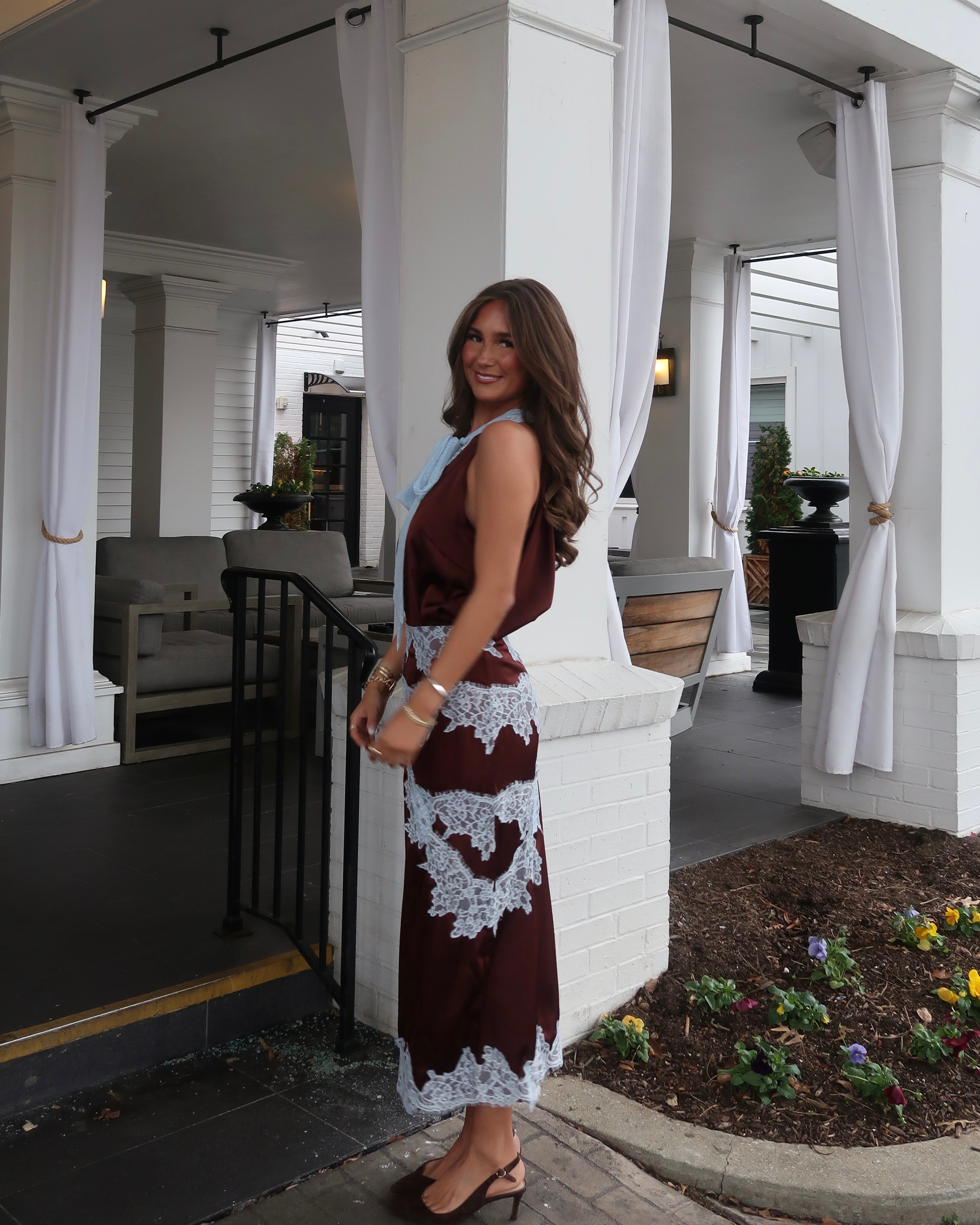 Kaidyn Lace Trim Satin Set