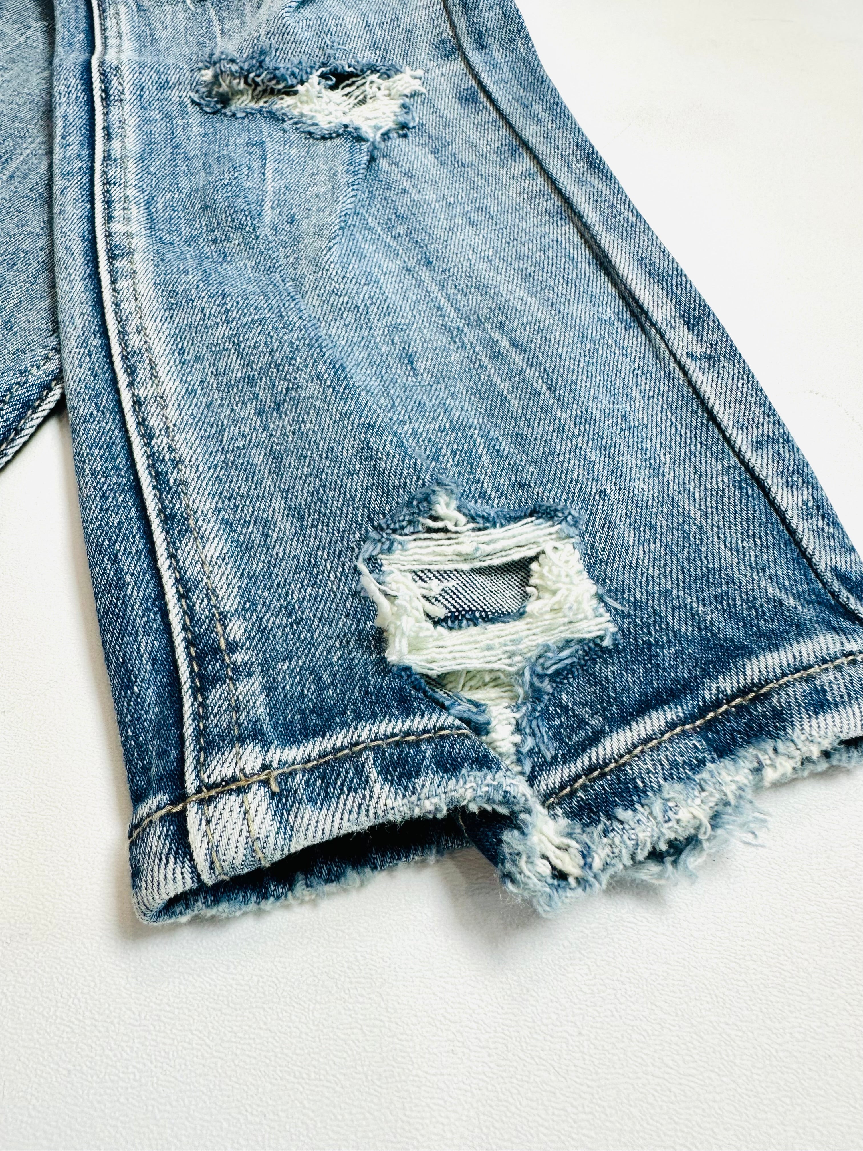 Dana Double Button Distressed High Rise Jeans