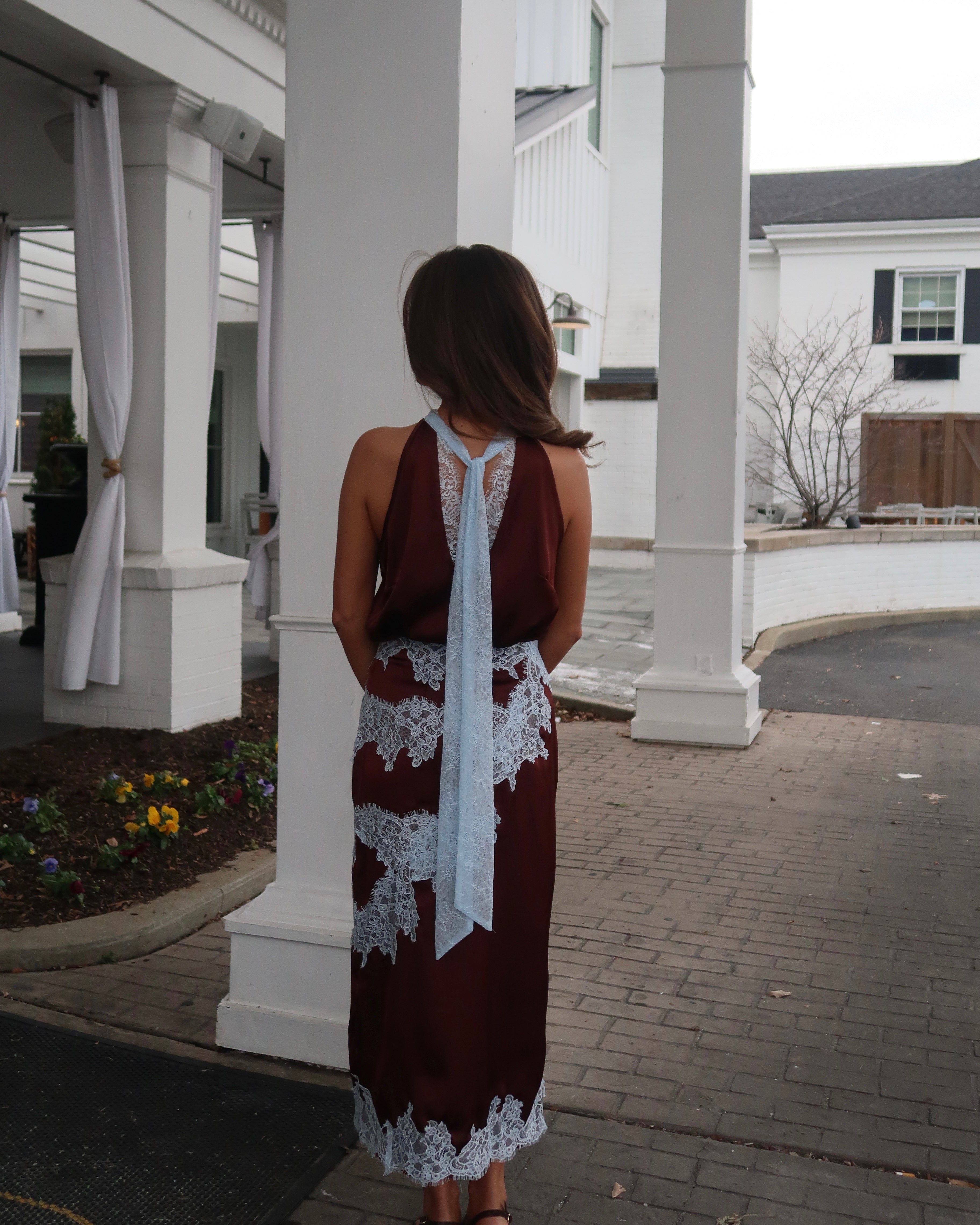 Kaidyn Lace Trim Satin Set