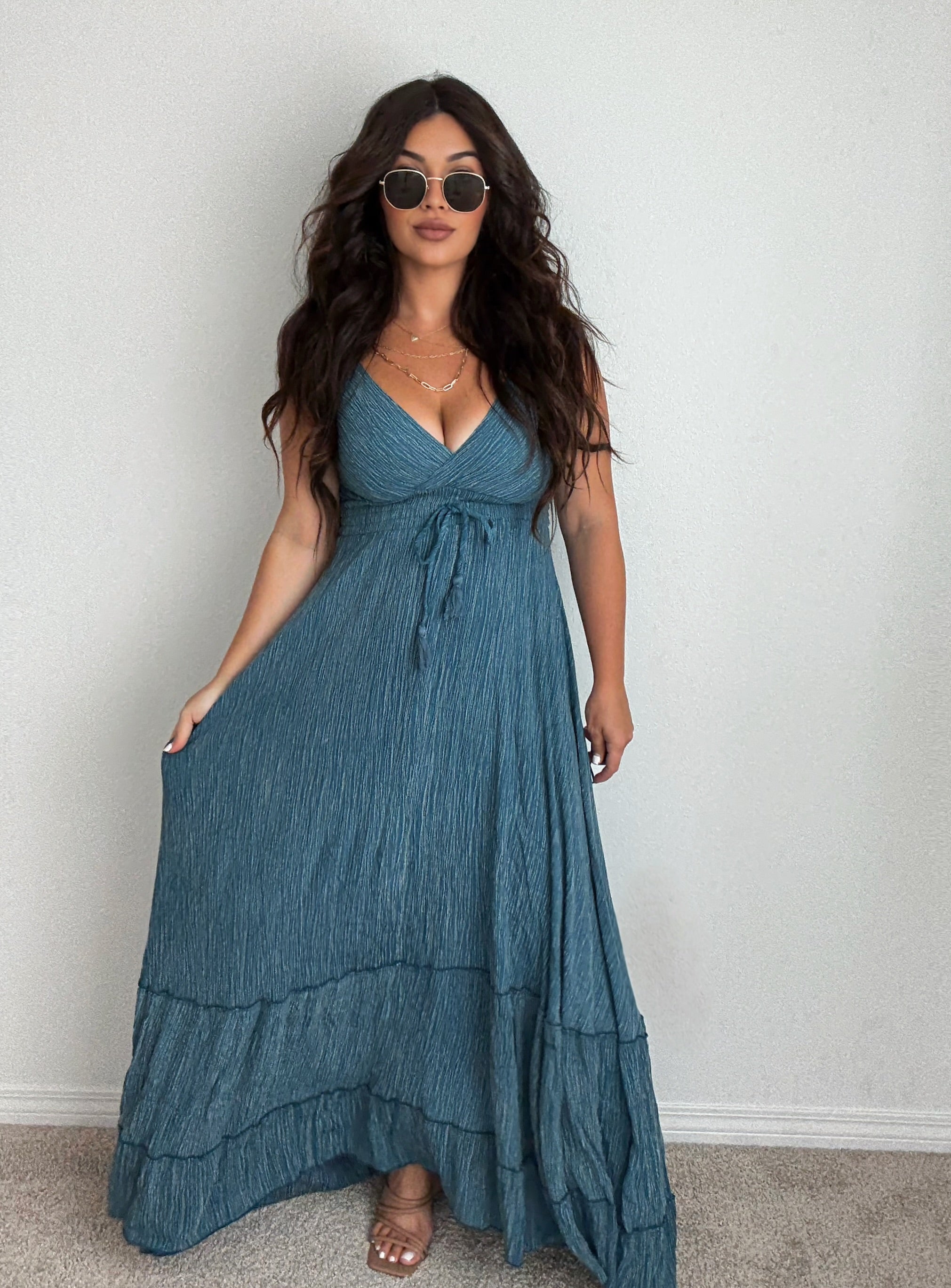 “Athens” Solid Boho ONE-SIZE Dress