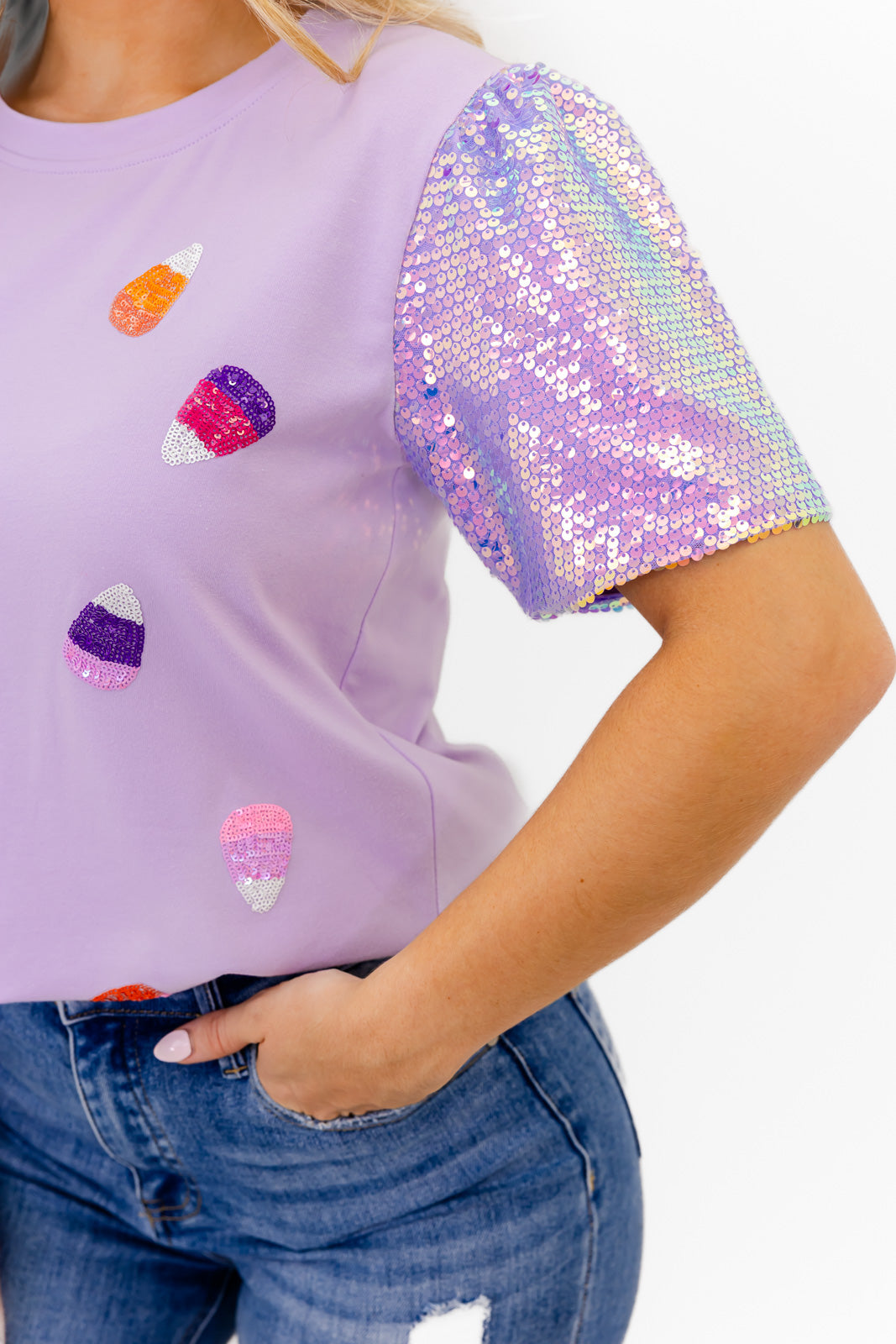 Glitzy Girl Sparkle Candy Corn Top