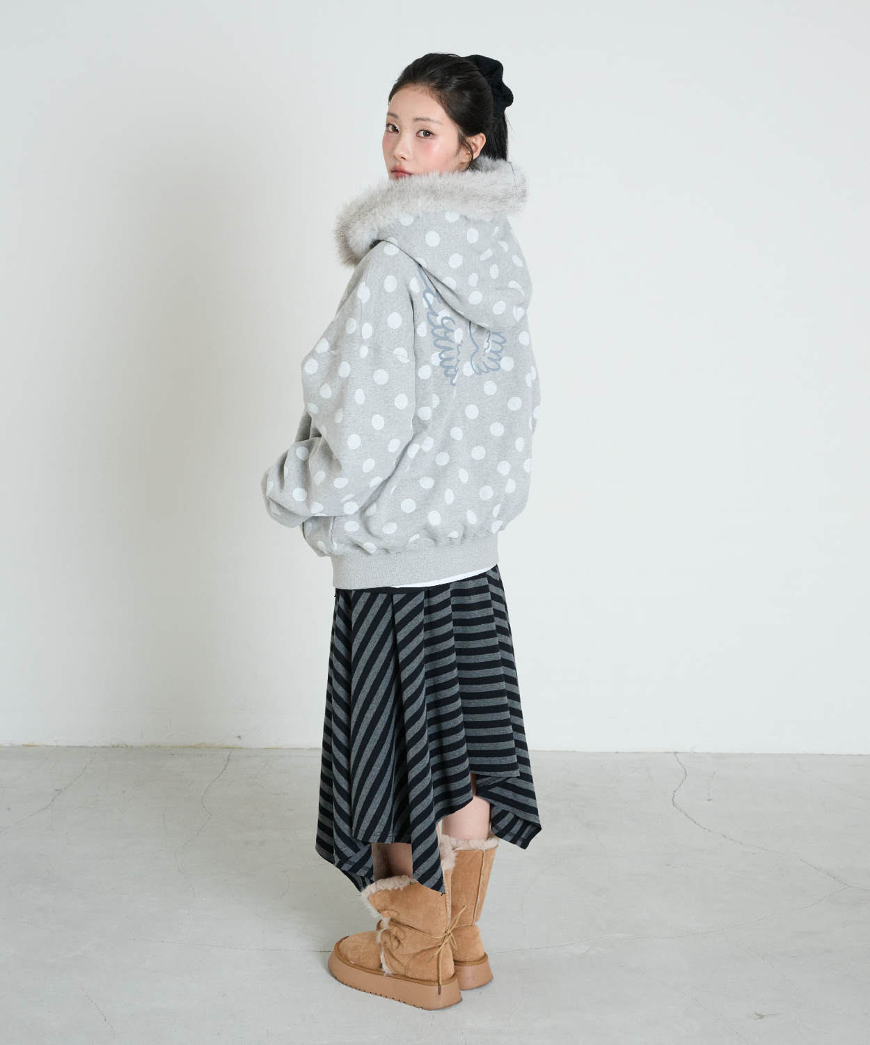 DOT WINGS FUR HOODIE ZIP-UP