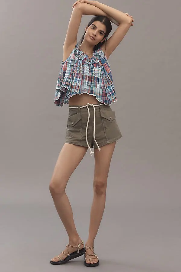 scallop-hem patchwork tank top