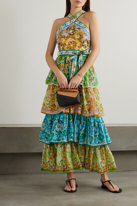 ALÉMAIS ALÉMAIS - + Net Sustain Dreamer Belted Tiered Printed Linen And Ramie Maxi Dress - Multi