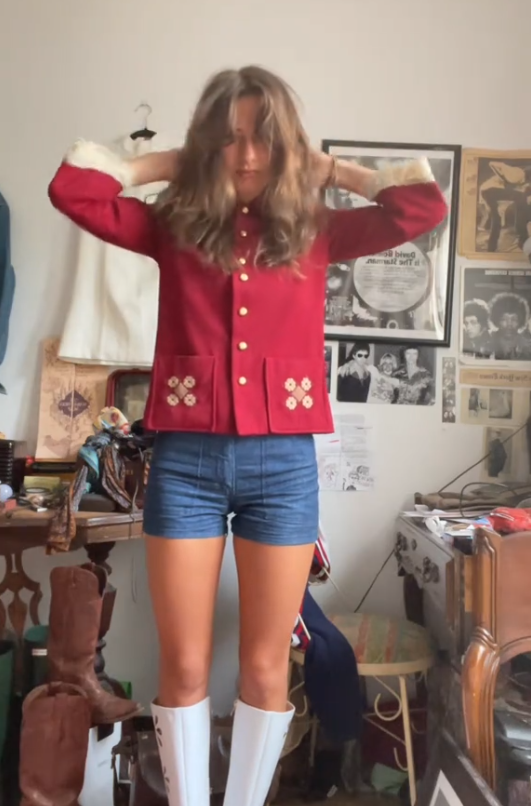Vintage-Inspired Red Military Jacket