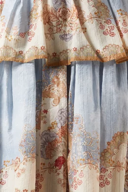 Vintage Print Tiered Maxi Dress