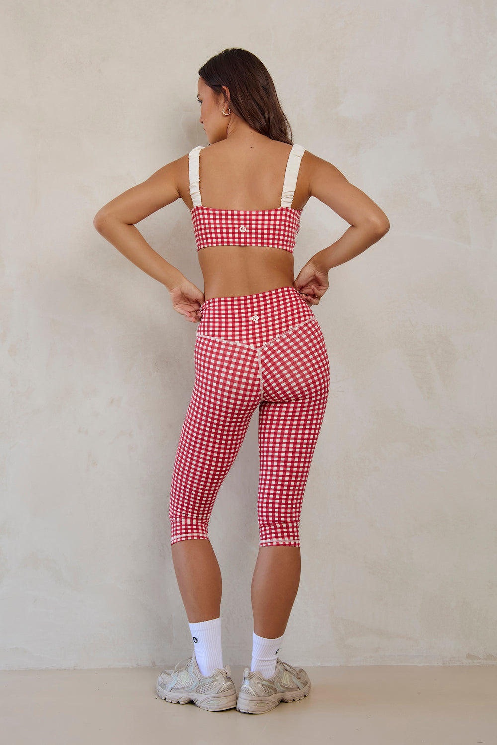 Ruched Sports Crop - Red Gingham