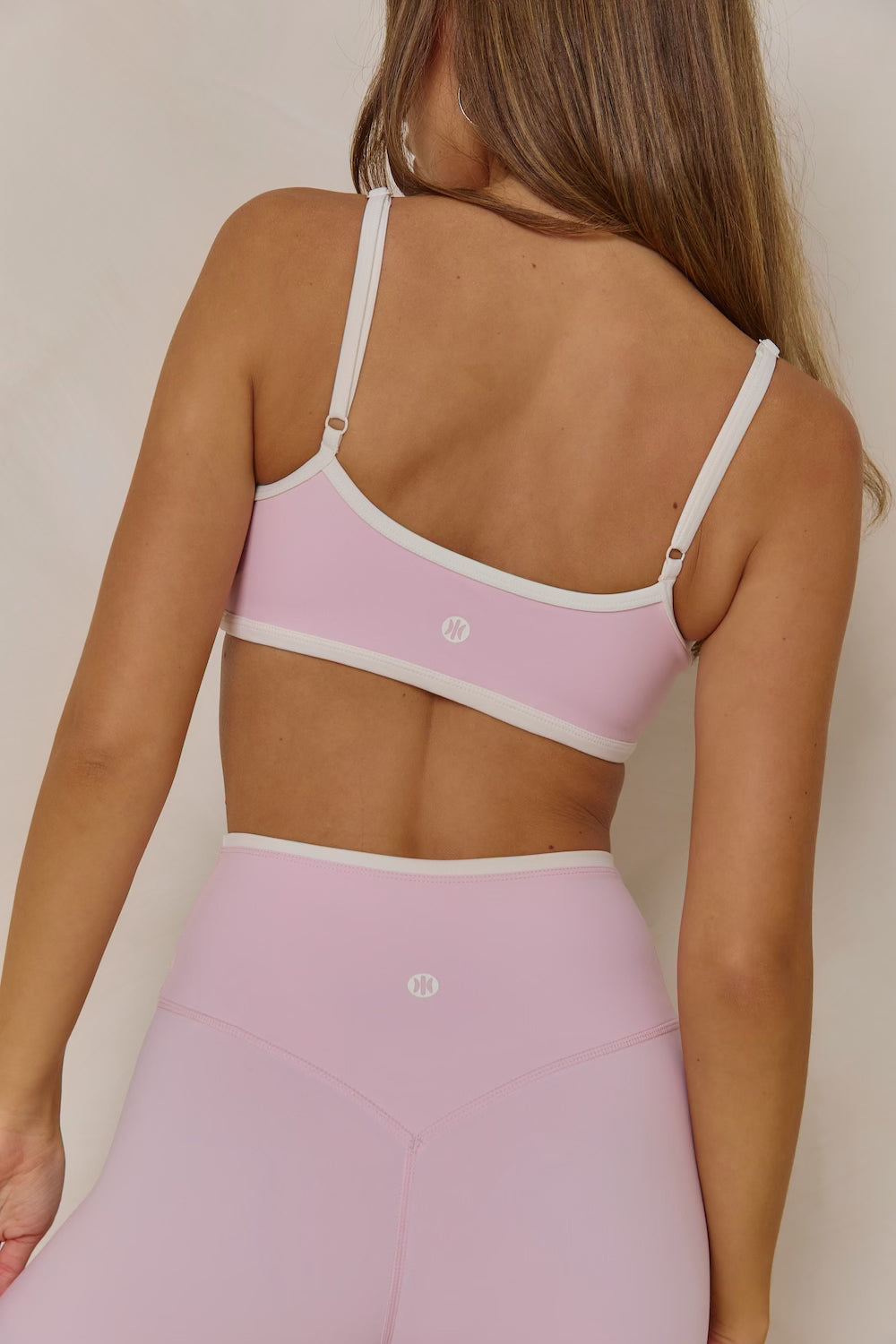 LUXE BALANCE Minimalist Sports Bra - Pink/Cream