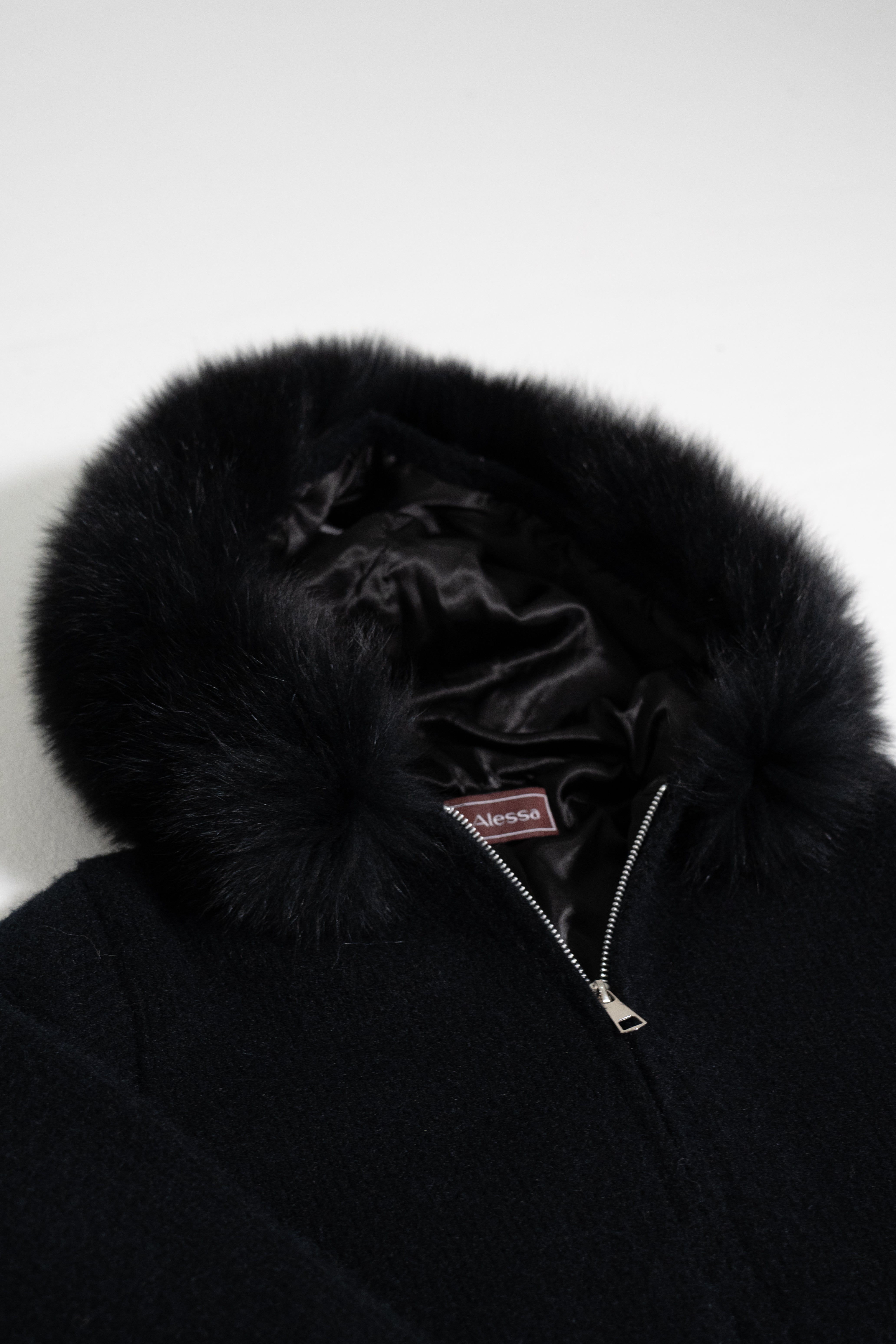 Fur Jacket Satin - Black