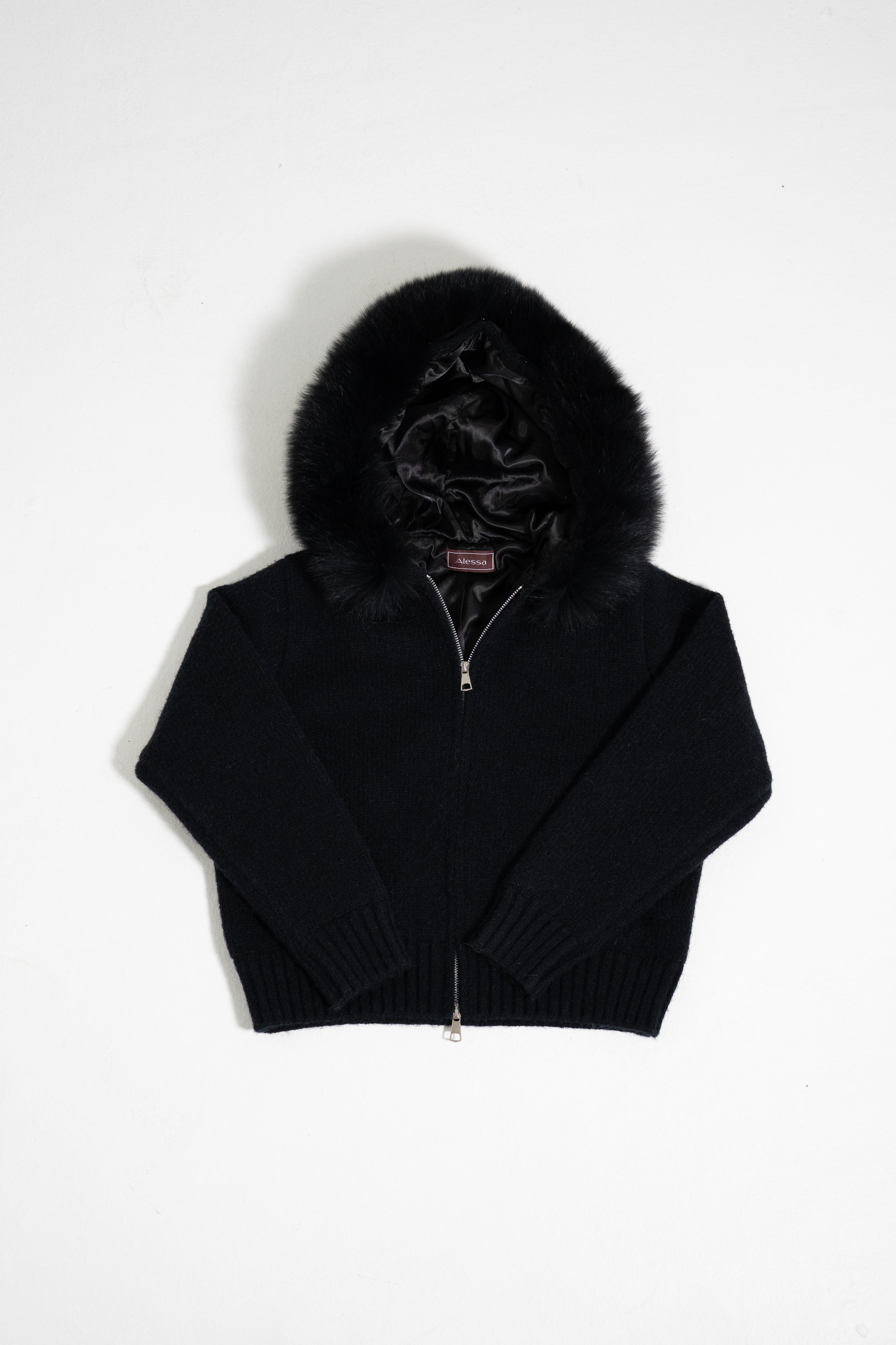 Fur Jacket Satin - Black