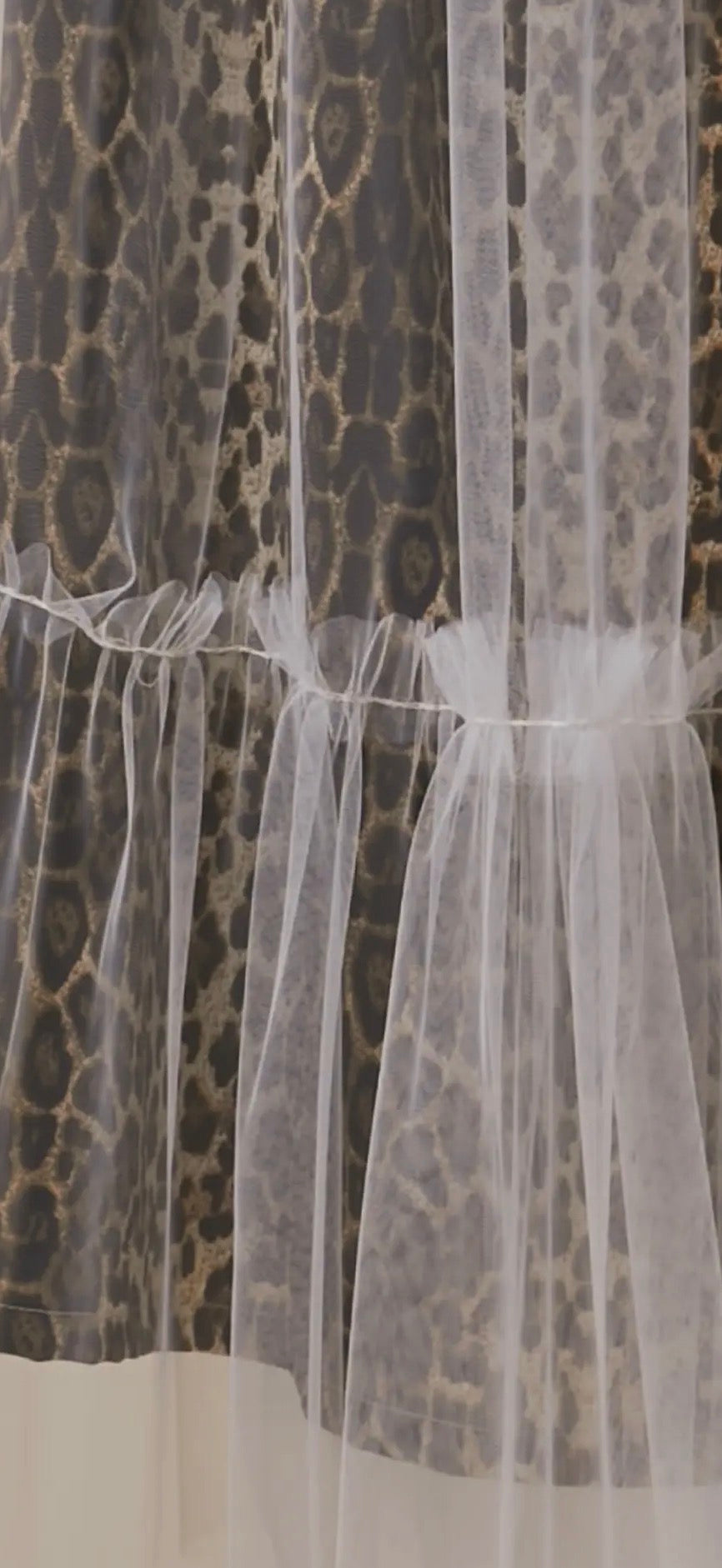 MELLO ~ Leopard Print Mesh Dress with Tulle Hem