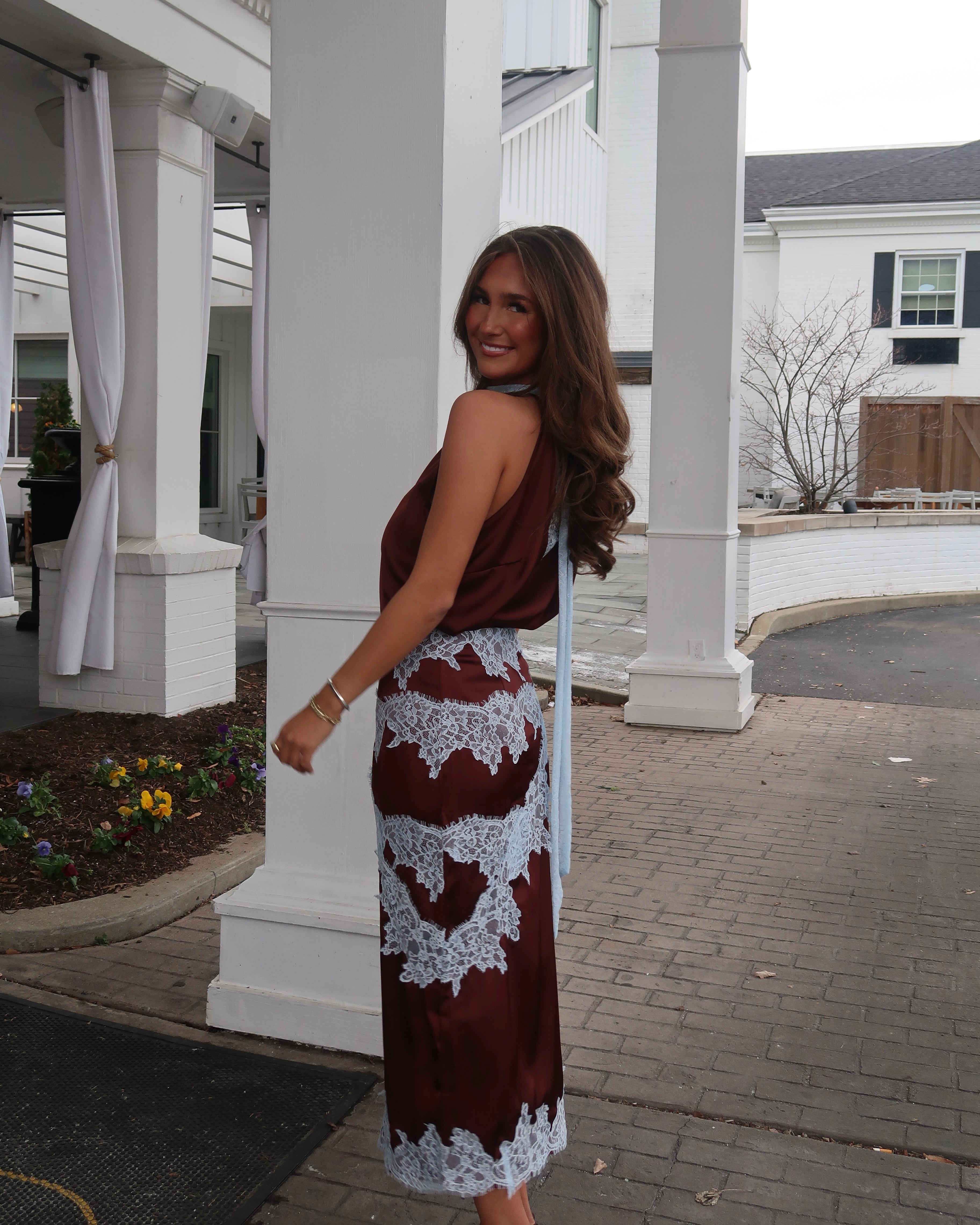 Kaidyn Lace Trim Satin Set