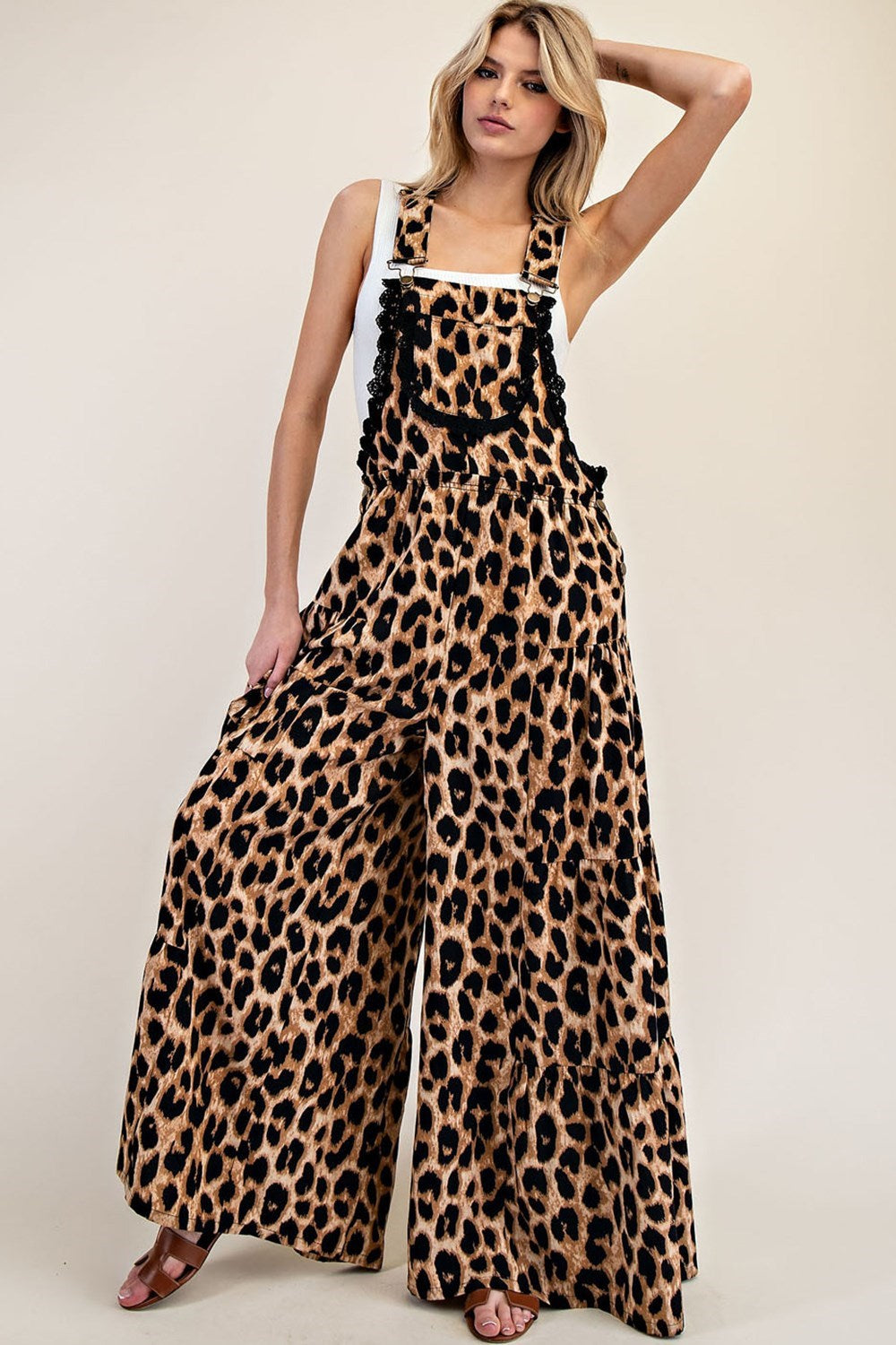 The Lola Jumpsuit: Cheetah Print Wide Leg Jumpsuit