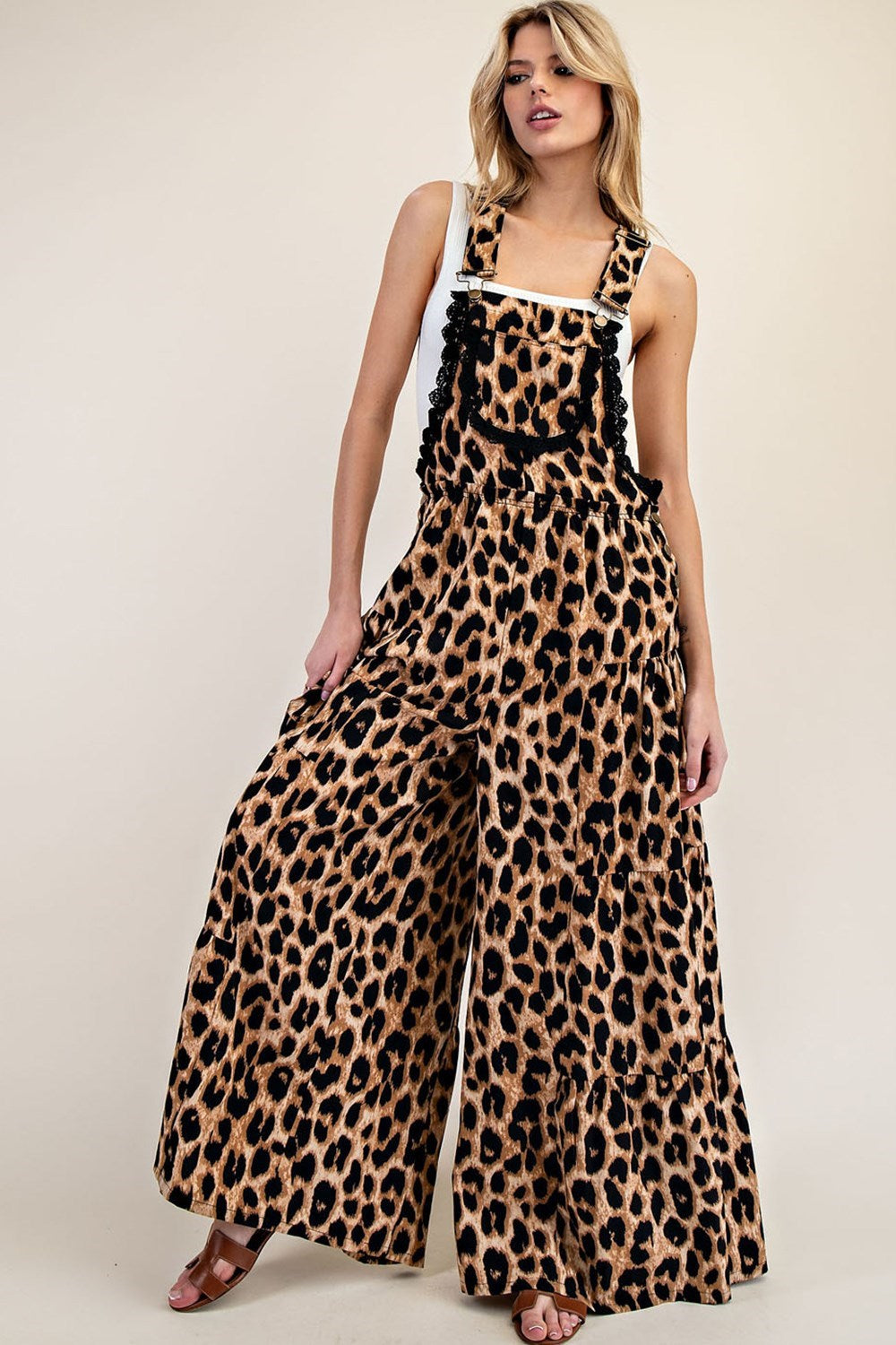 The Lola Jumpsuit: Cheetah Print Wide Leg Jumpsuit