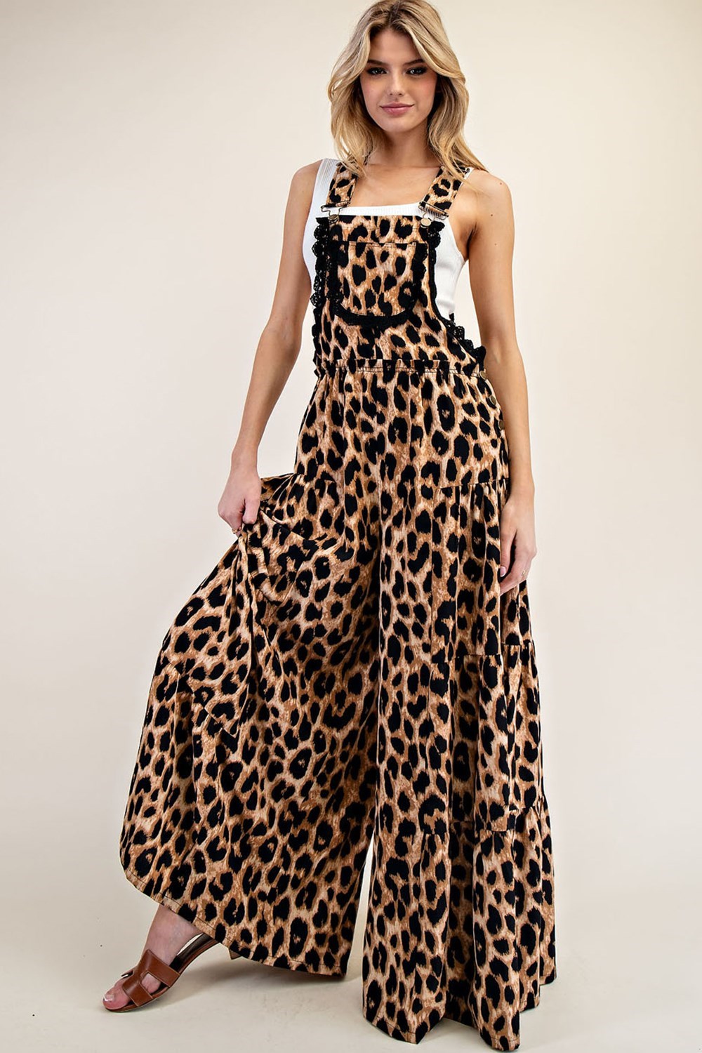 The Lola Jumpsuit: Cheetah Print Wide Leg Jumpsuit