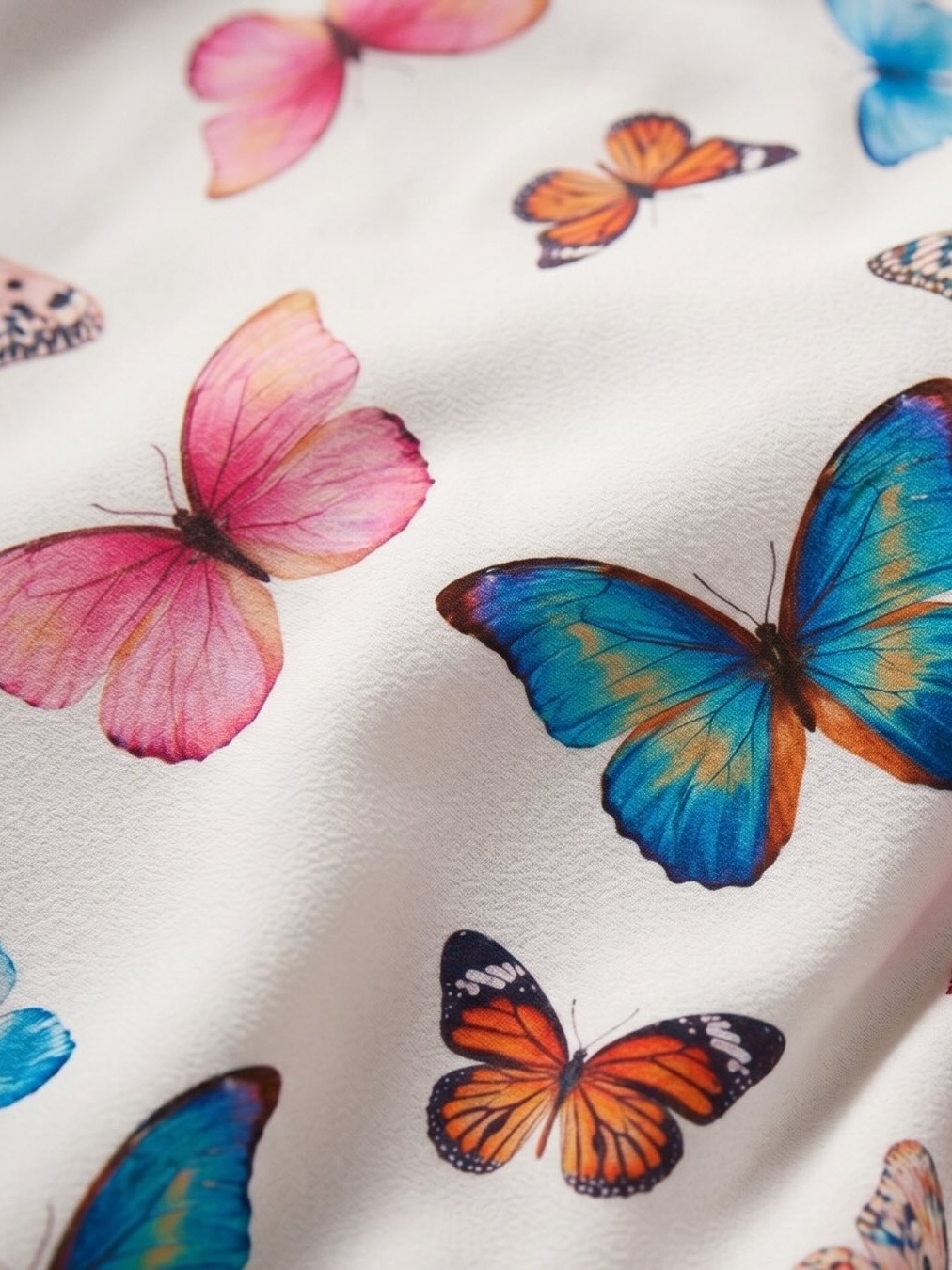 BUTTERFLY PRINT LONG SLEEVE MIDI DRESS 