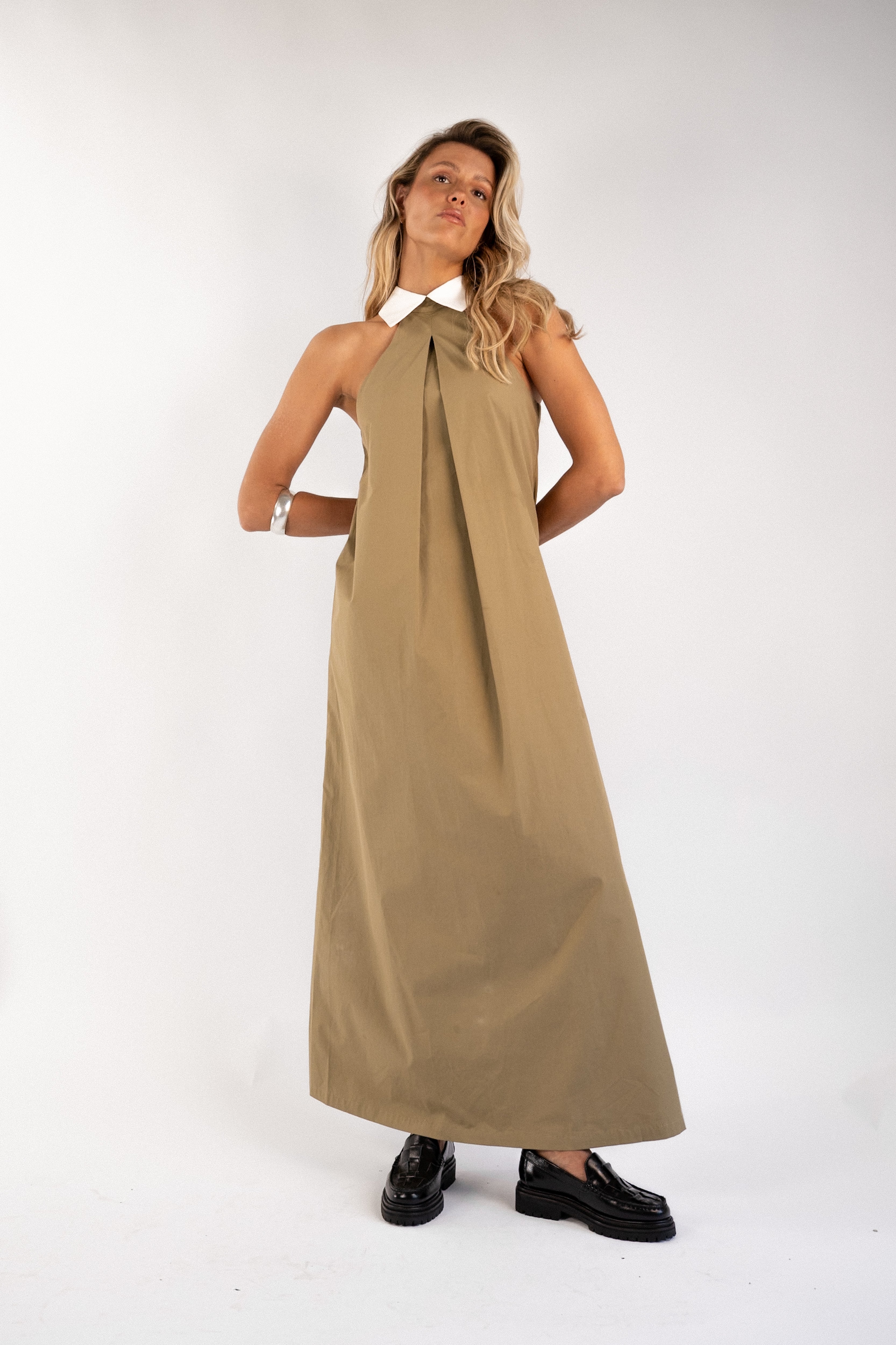 Reilly Cotton Poplin Dress — Olive