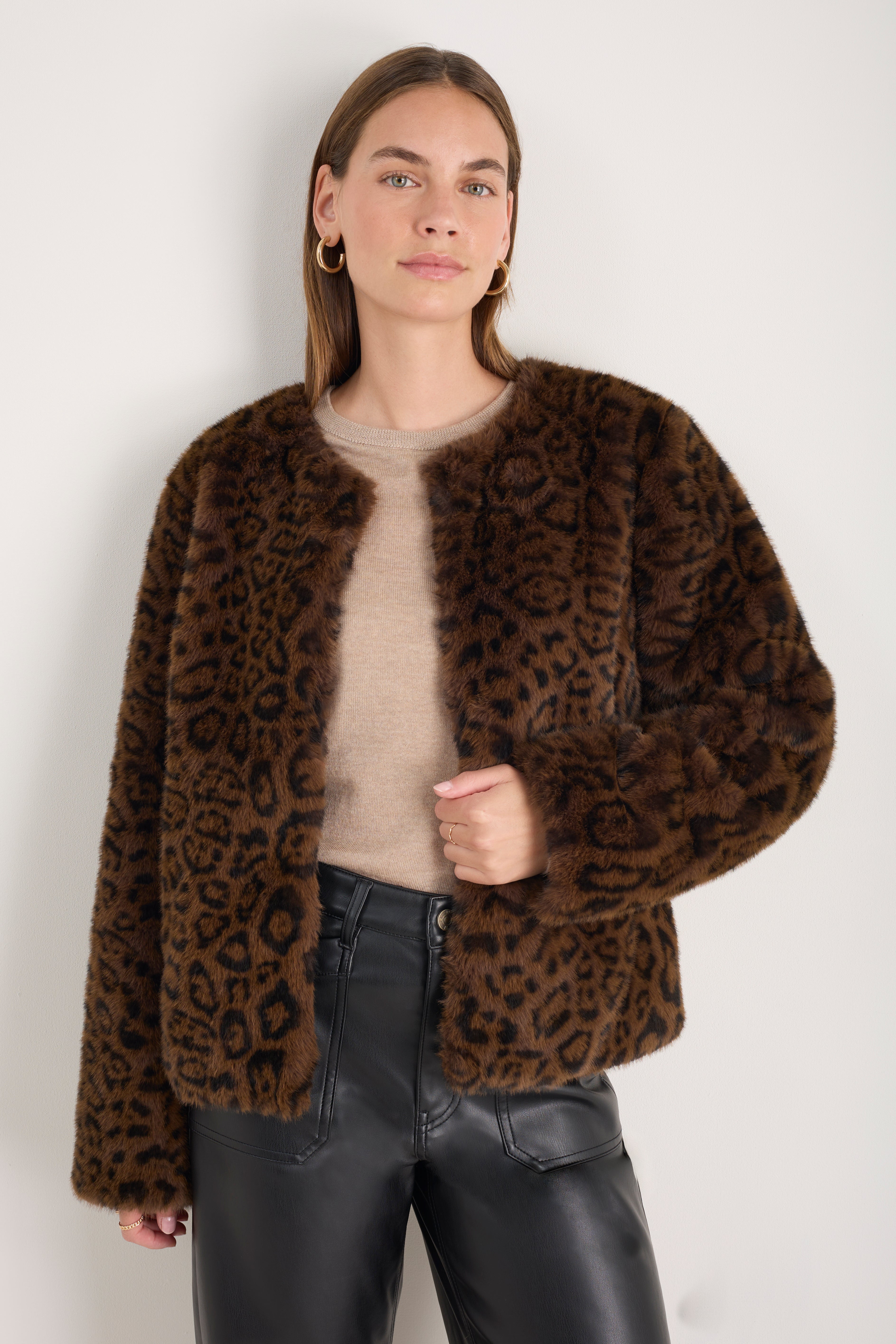 Cameron Faux Fur Jacket - Leopard