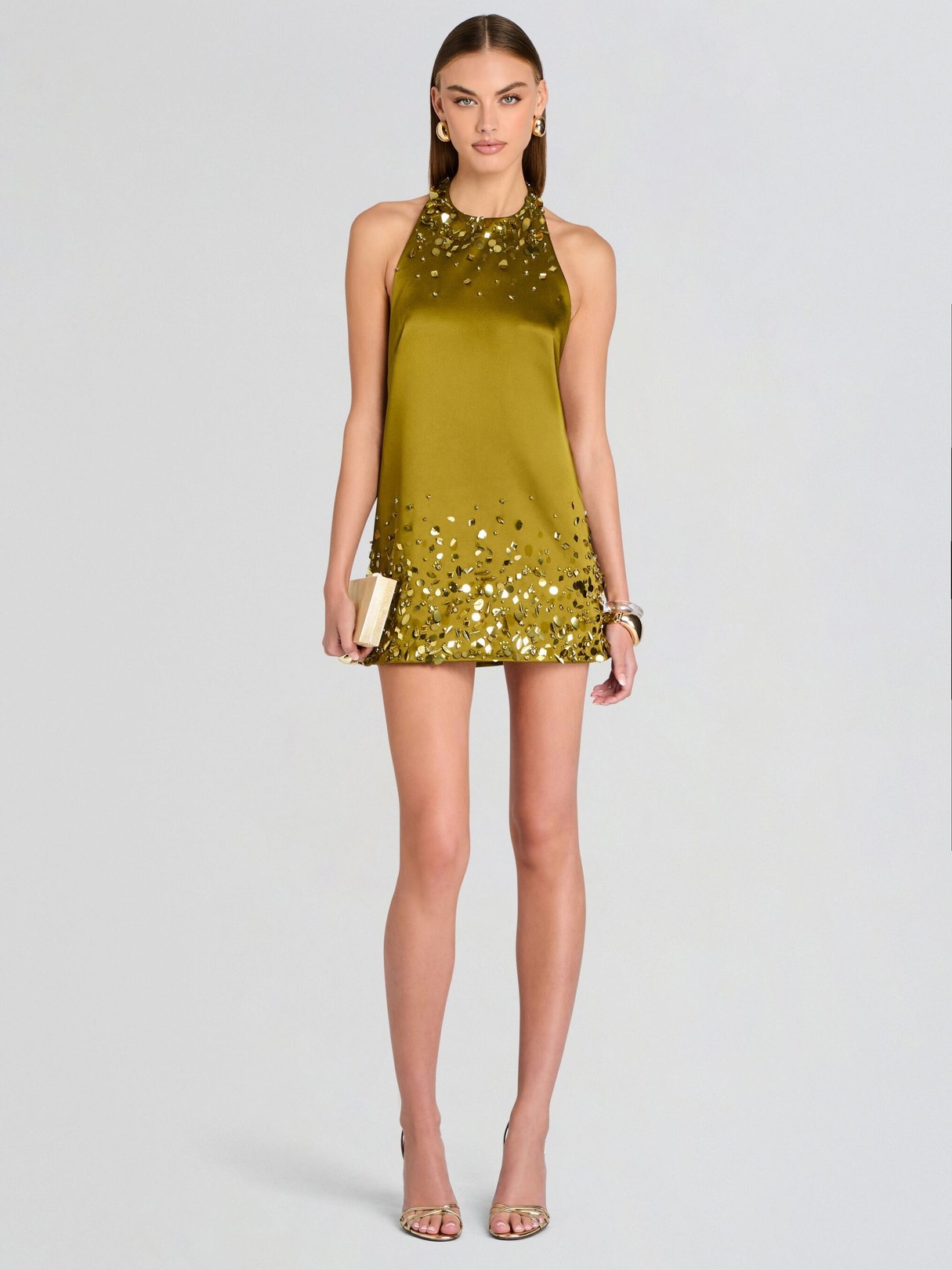 CHANDELIER CRYSTAL EMBROIDERED MINI DRESS