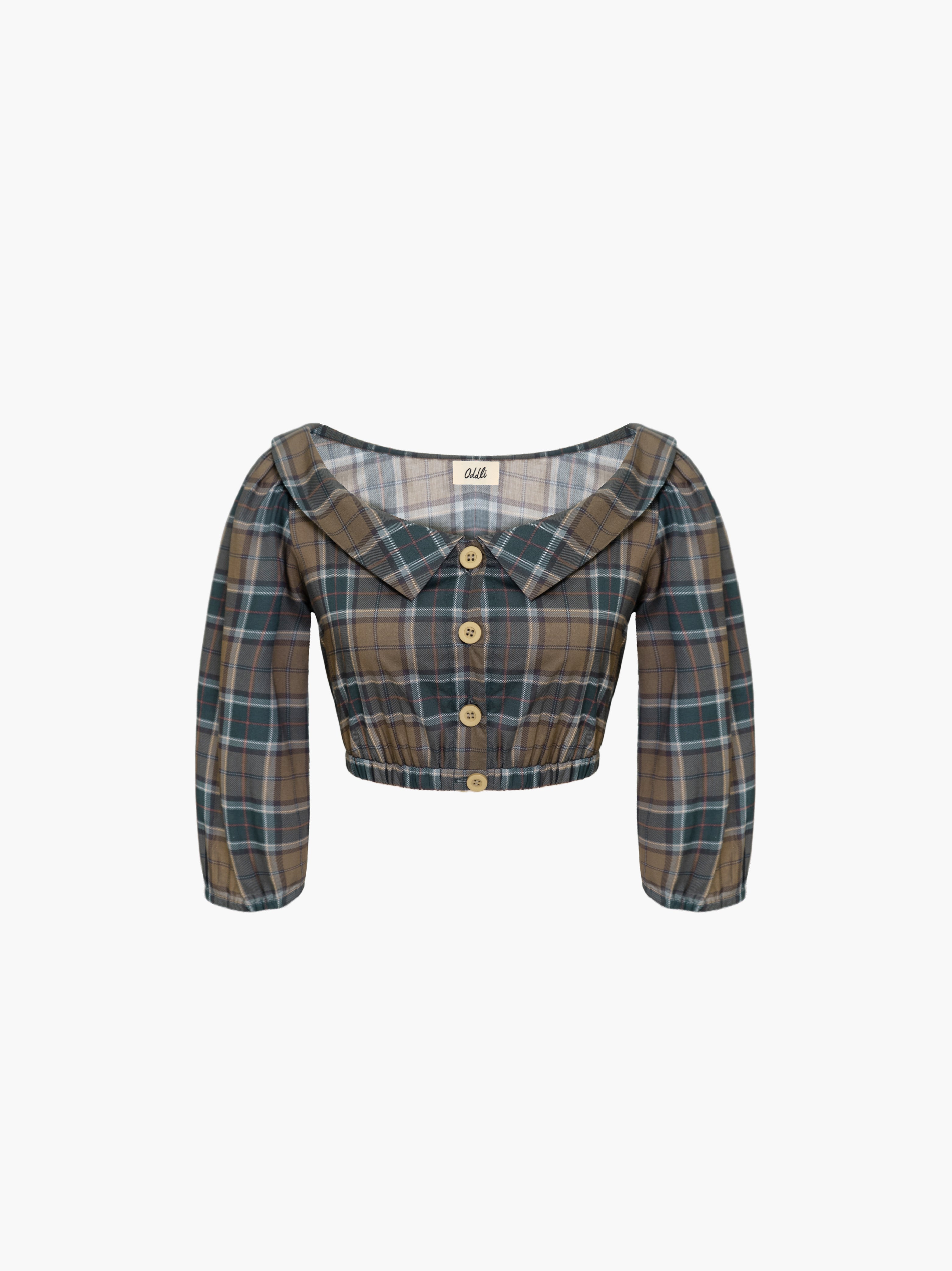 Plaid Cropped Blouse
