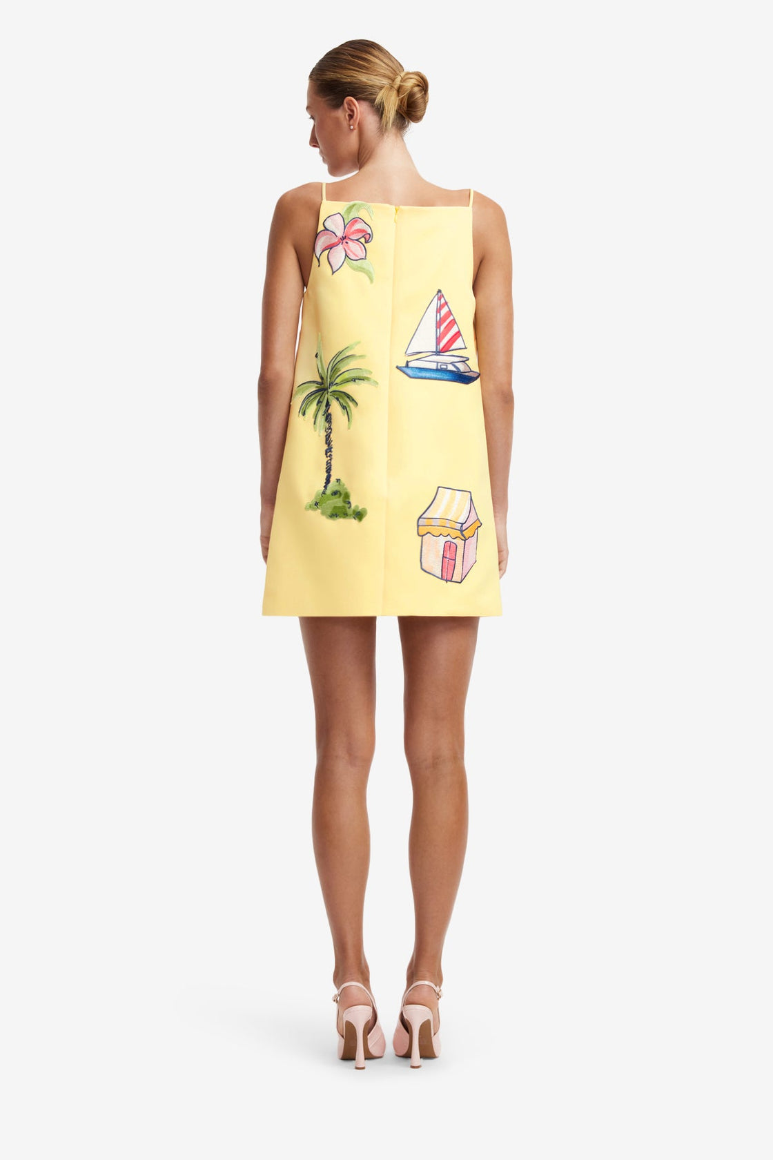 Summer Beach‑Themed Embroidery Mini Dress