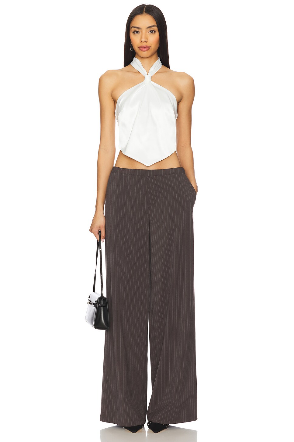 Backless Halter Satin Crop Top