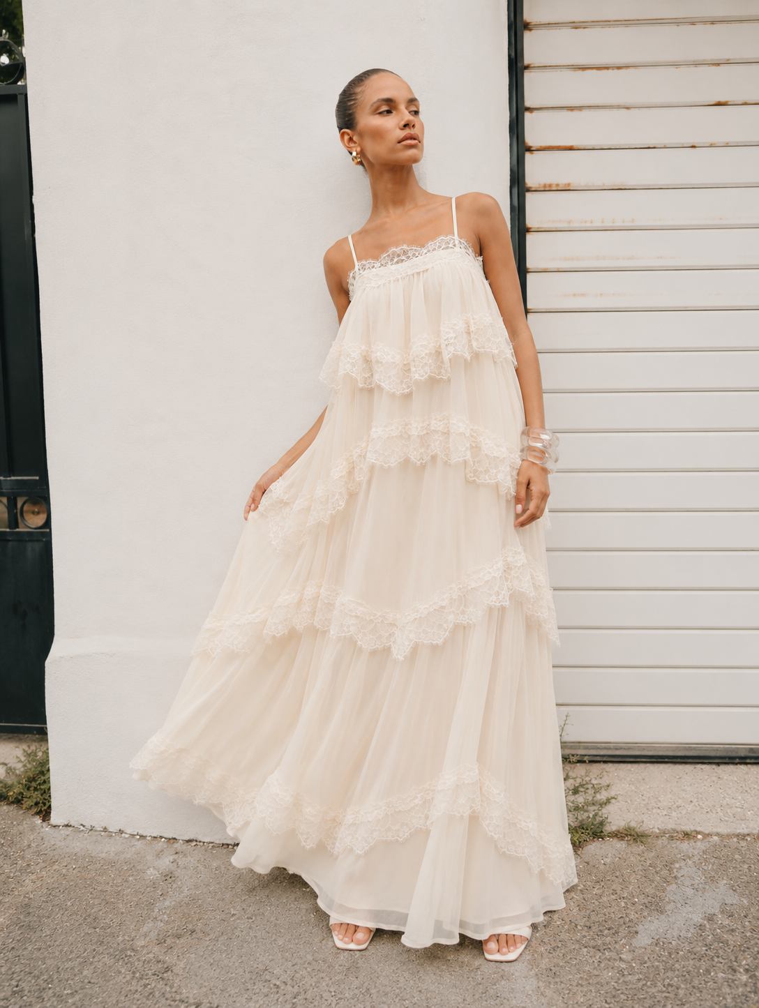 Joyce Lace Tiered Maxi Dress