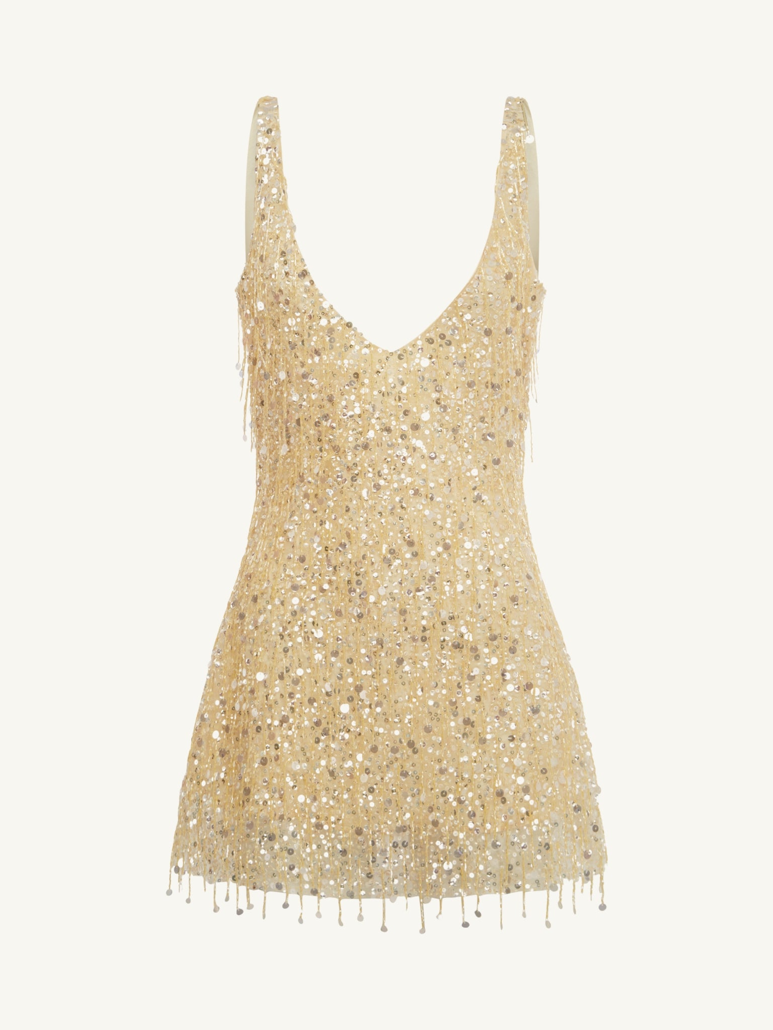  FRINGE HAND BEADED MINI DRESS 
