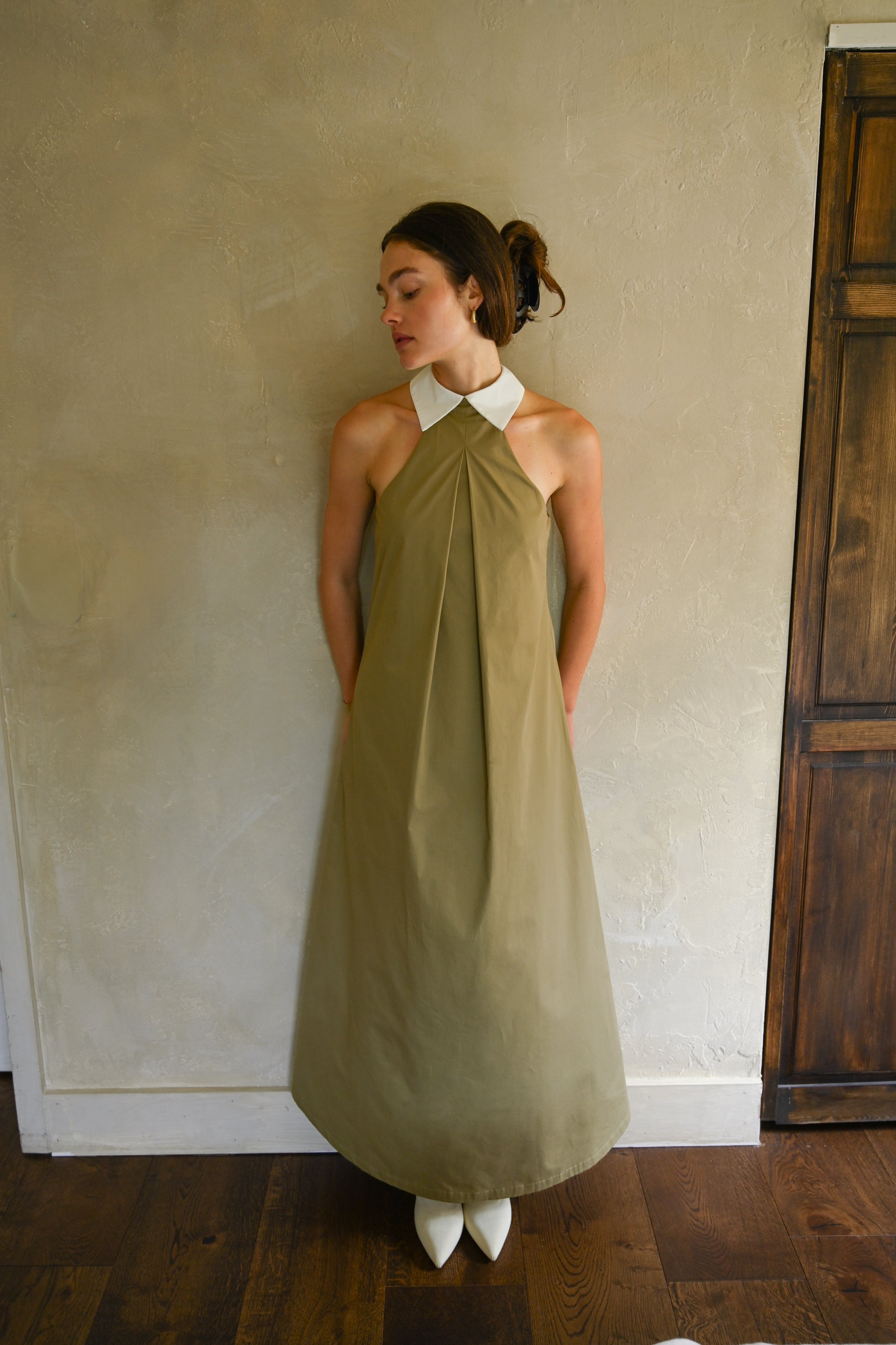 Reilly Cotton Poplin Dress — Olive
