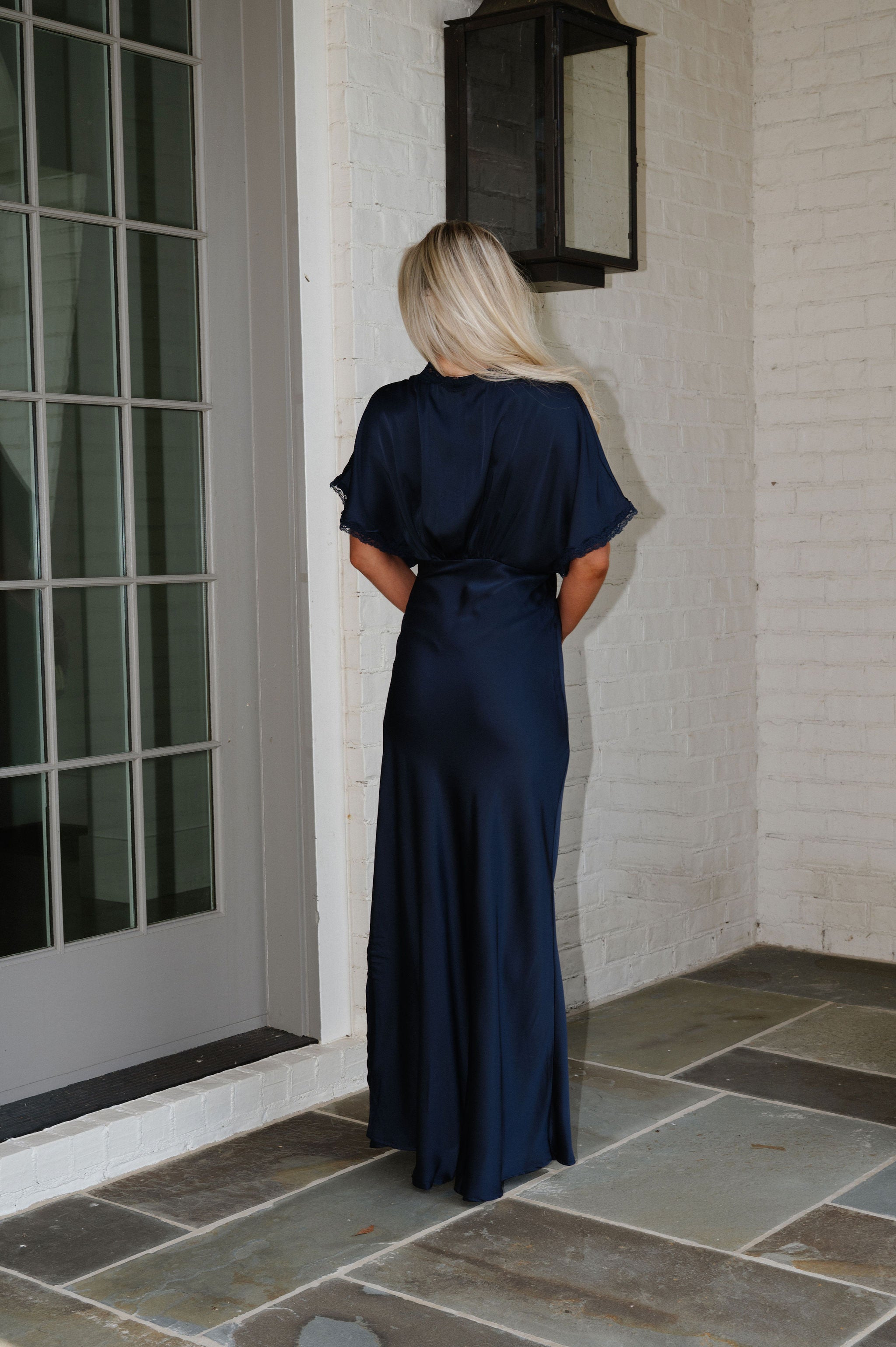 Dillon Satin Maxi Dress-Navy