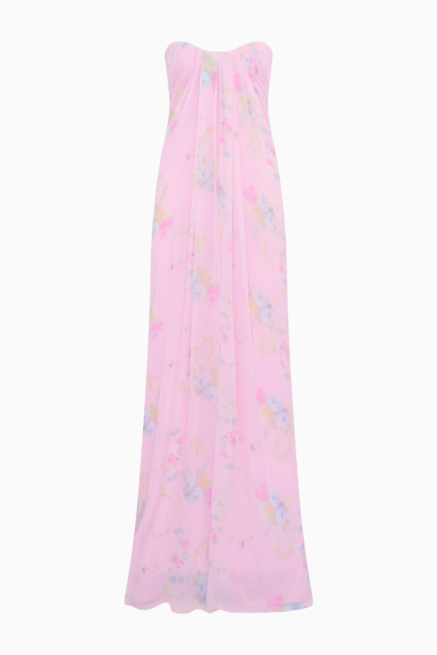 Emara Strapless Floral Chiffon Gown