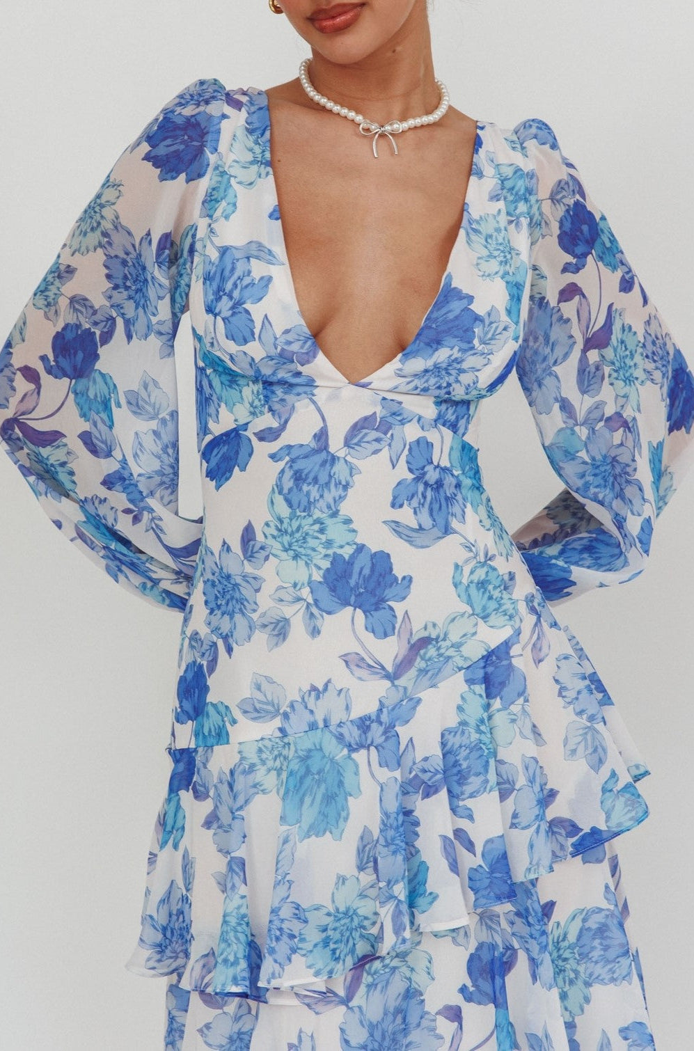 Eden Long Sleeve Floral Tiered Maxi Dress