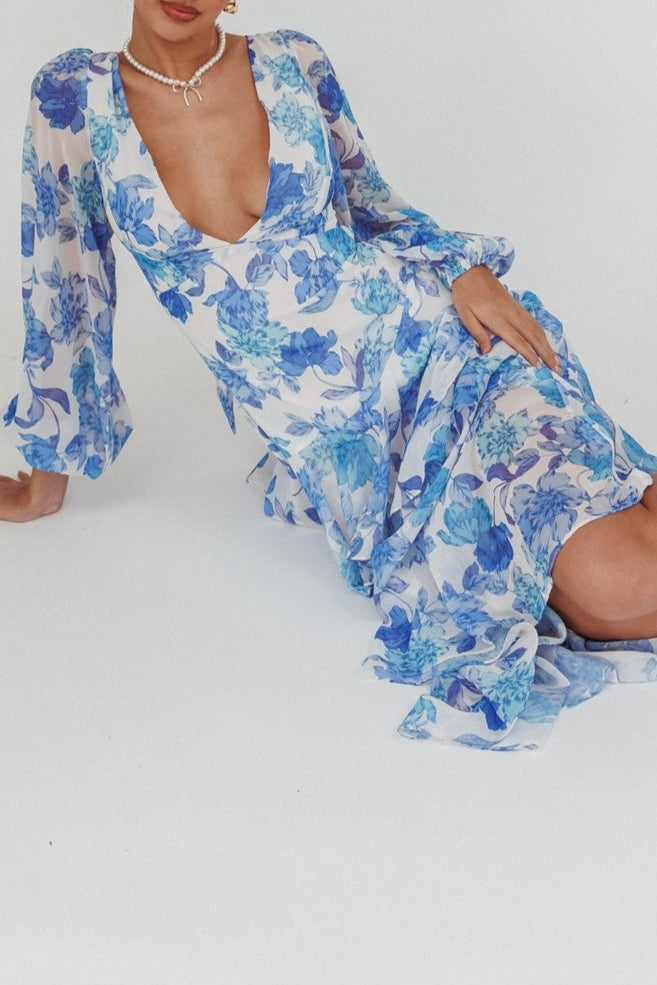 Eden Long Sleeve Floral Tiered Maxi Dress