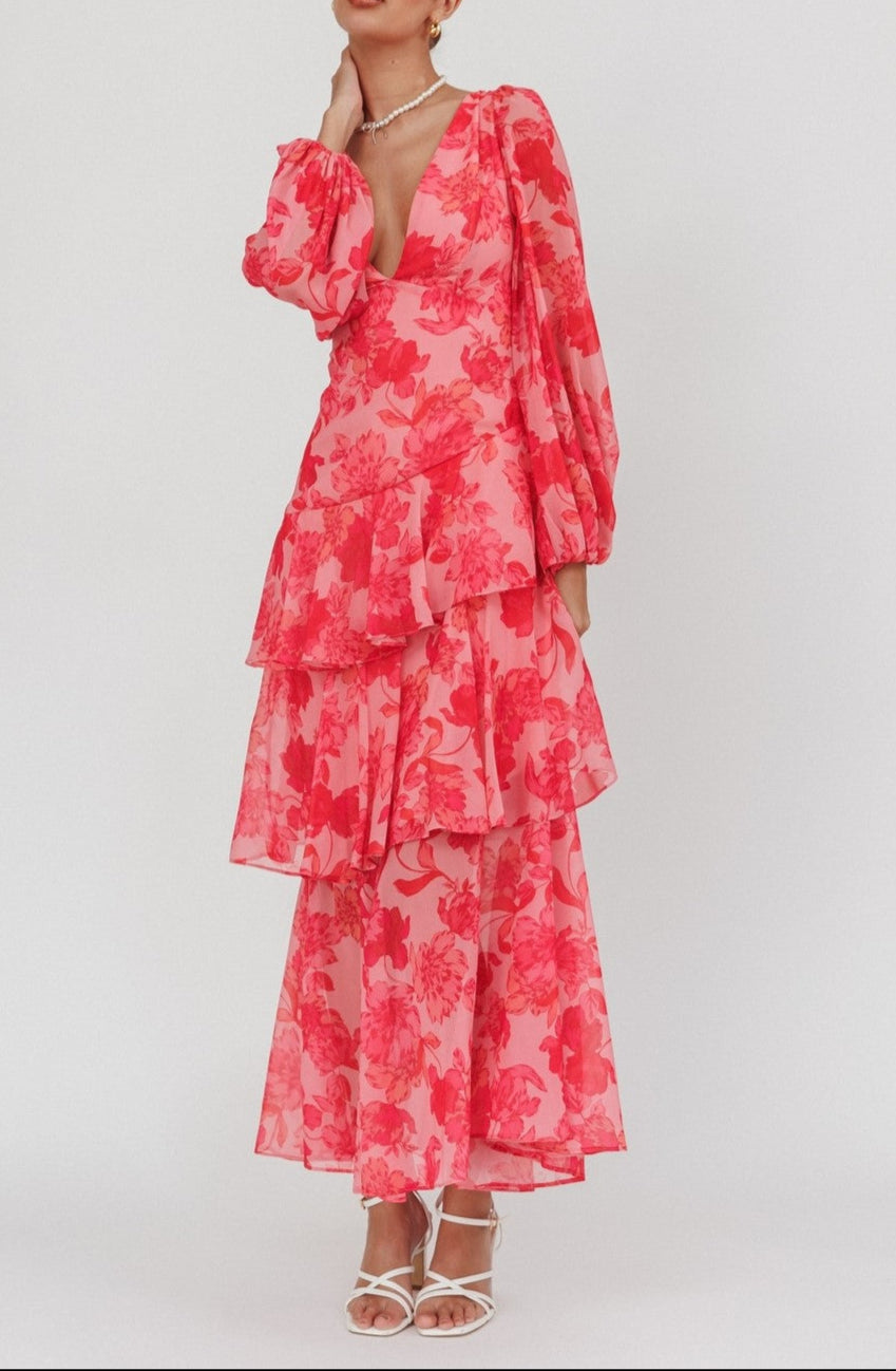Eden Long Sleeve Floral Tiered Maxi Dress