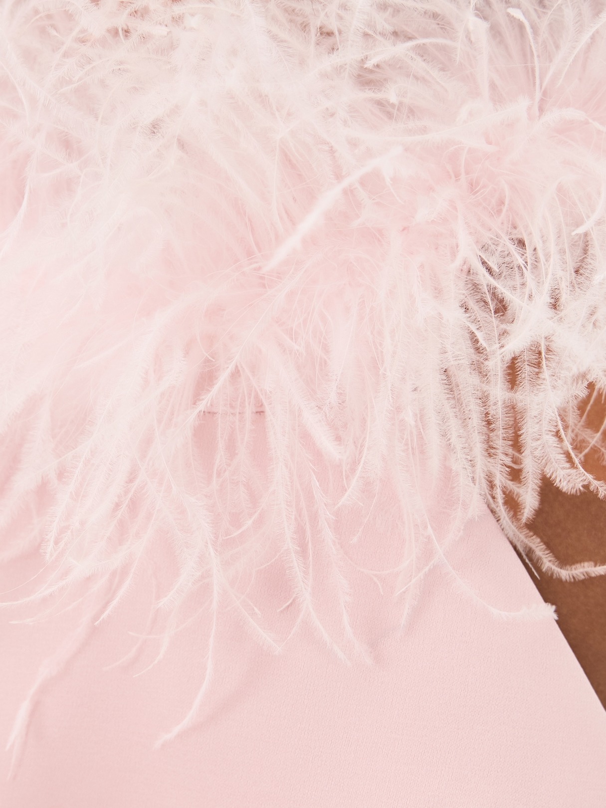 FEATHER TRIM DUCHESSE SATIN MINI DRESS