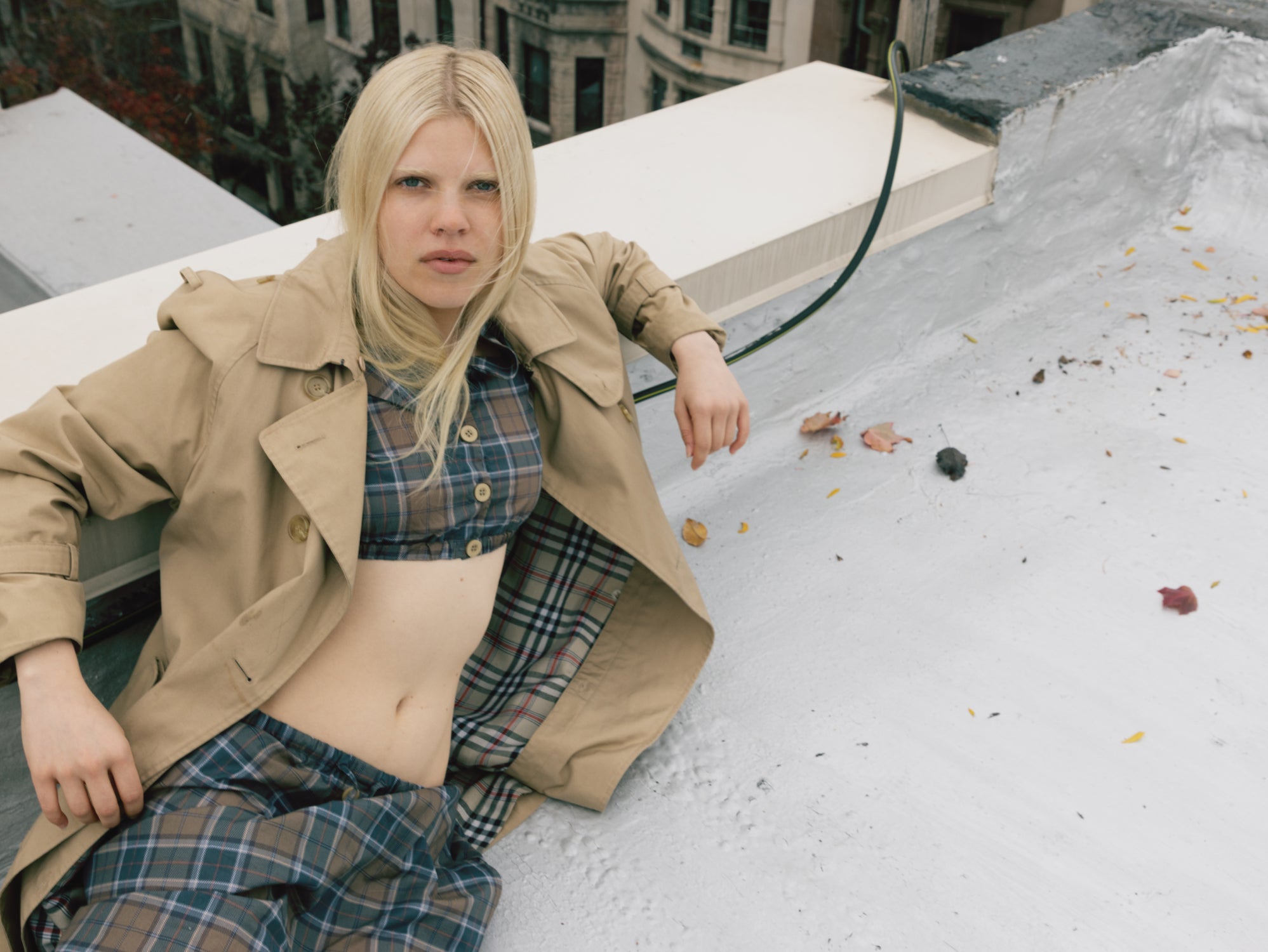 Plaid Cropped Blouse