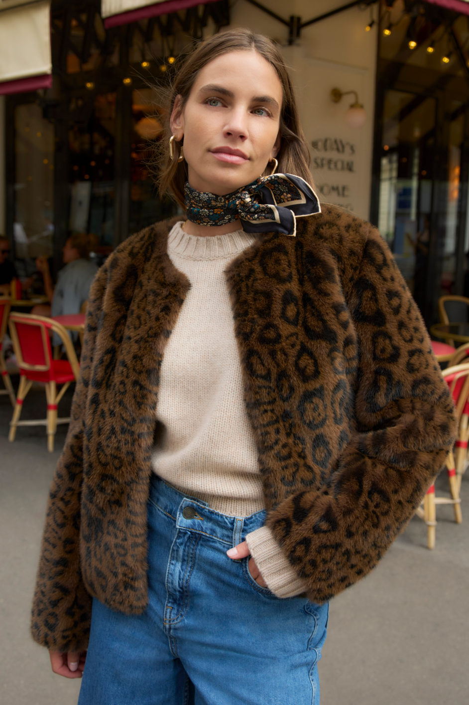 Cameron Faux Fur Jacket - Leopard