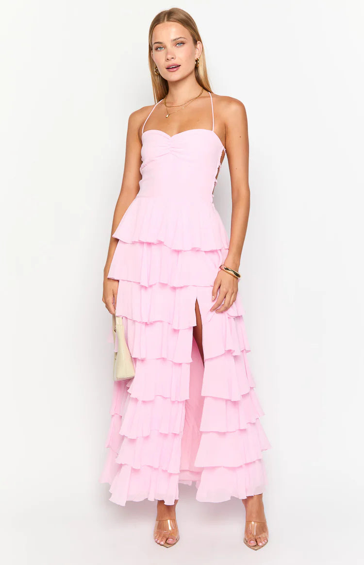 Georgie Pink Ruffle Prom Dress