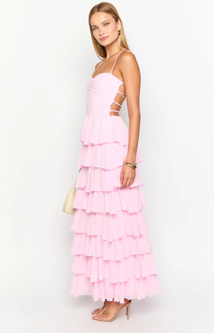 Georgie Pink Ruffle Prom Dress