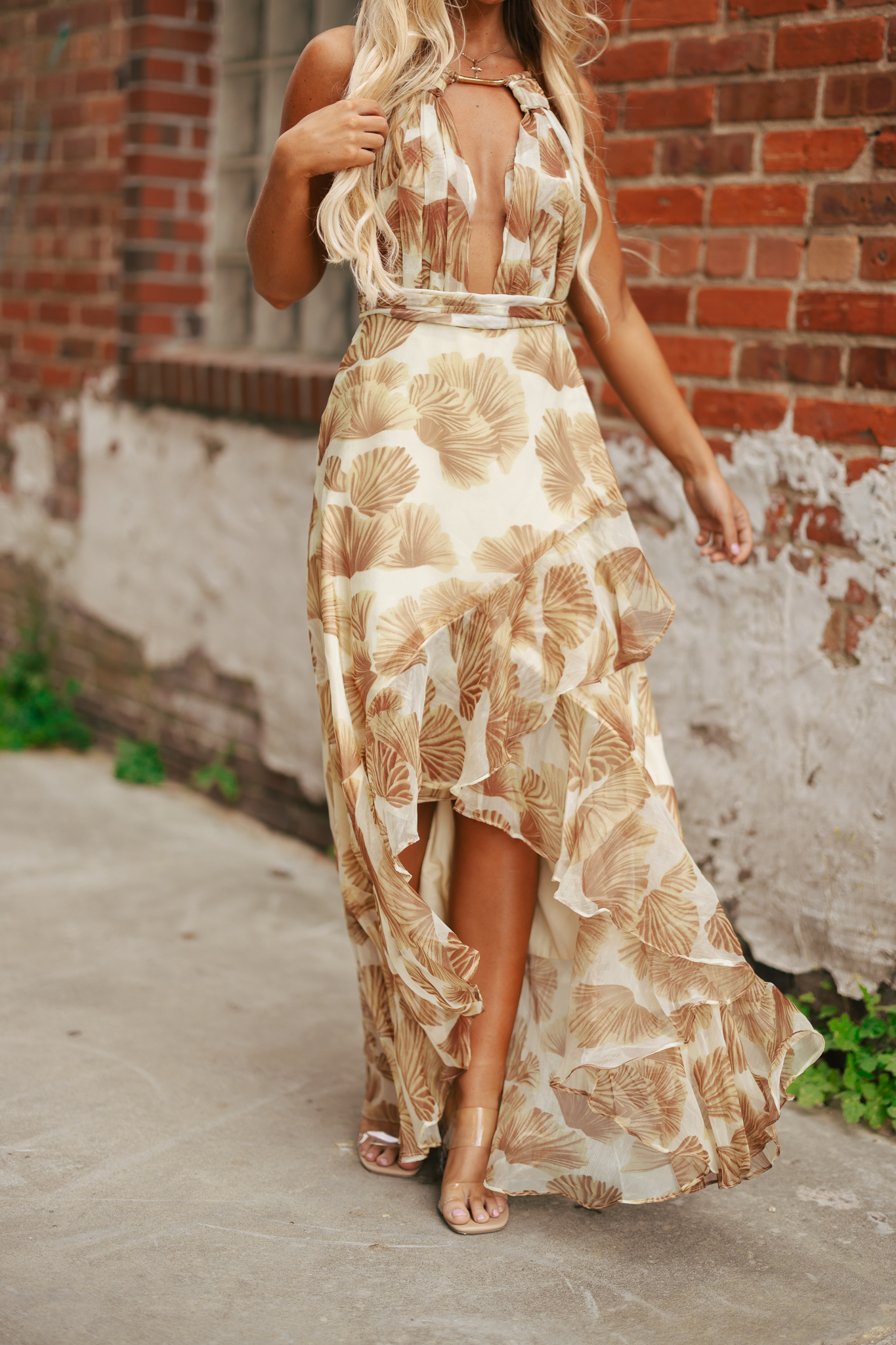 Palms Ruffle Maxi Dress