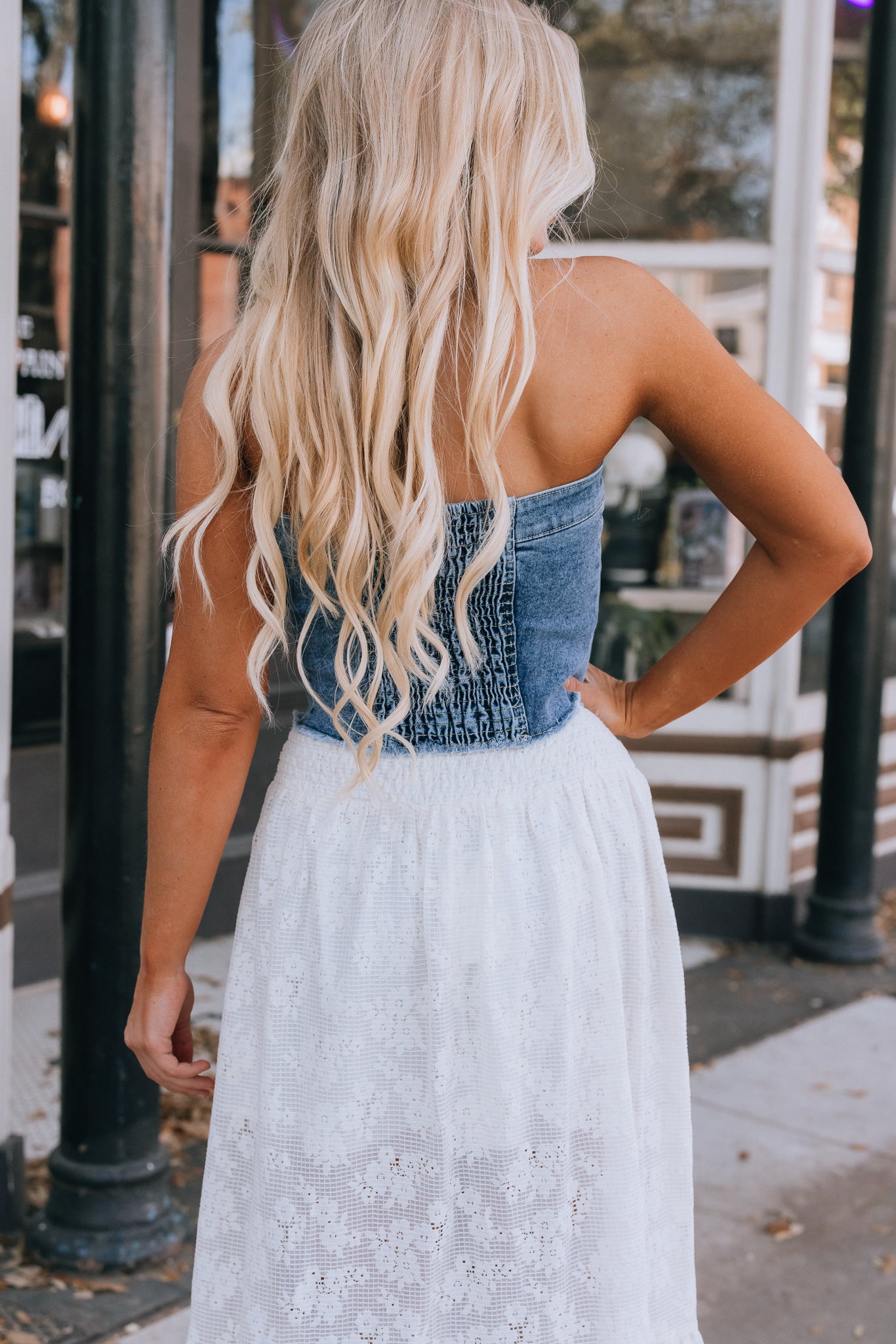 Miranda Denim Button Top