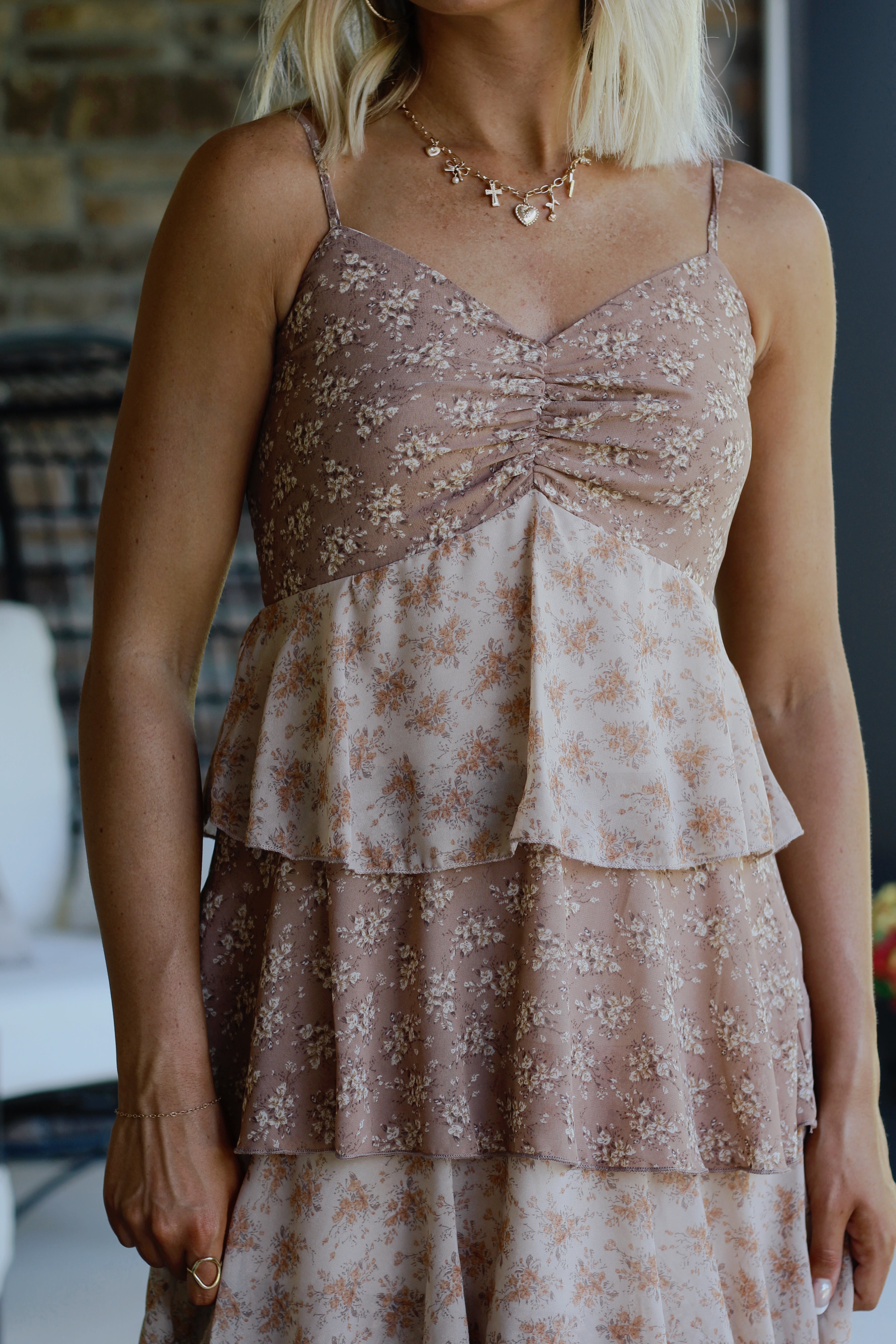 Mocha Meadows Maxi Dress- Clay Multi