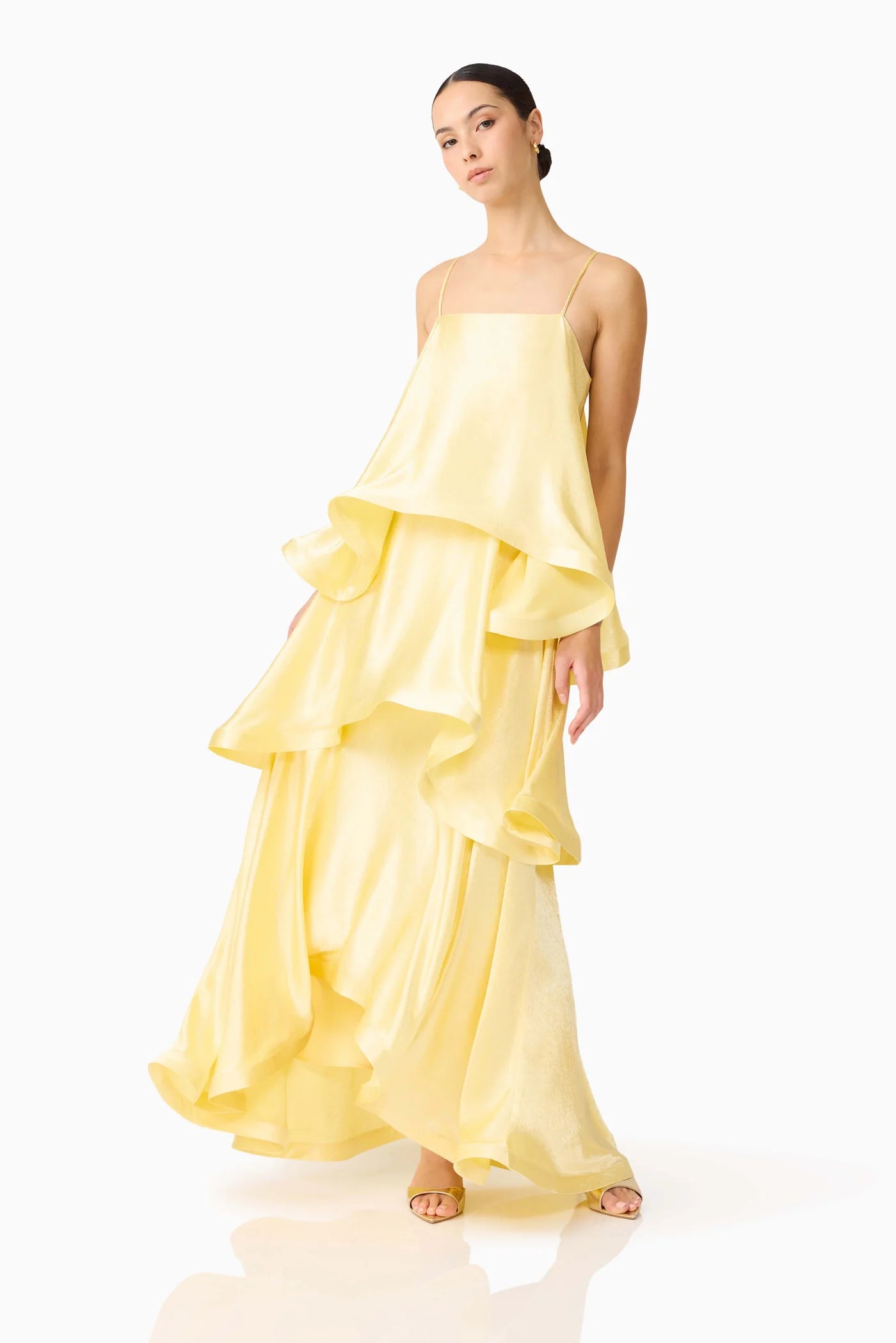 Elliatt Tilly Tiered Maxi Dress in Butter Yellow 