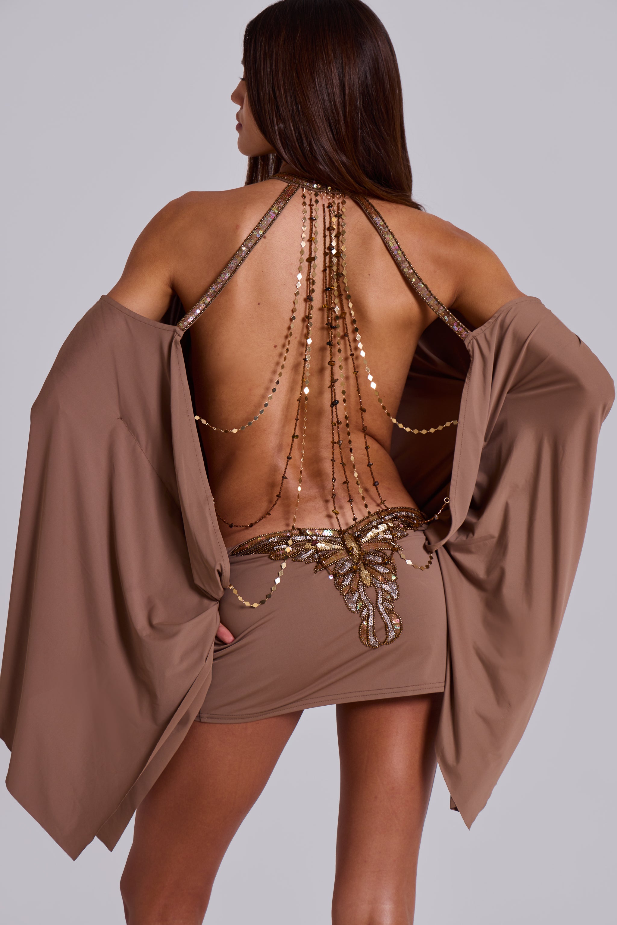 Embellished Butterfly Mini Dress